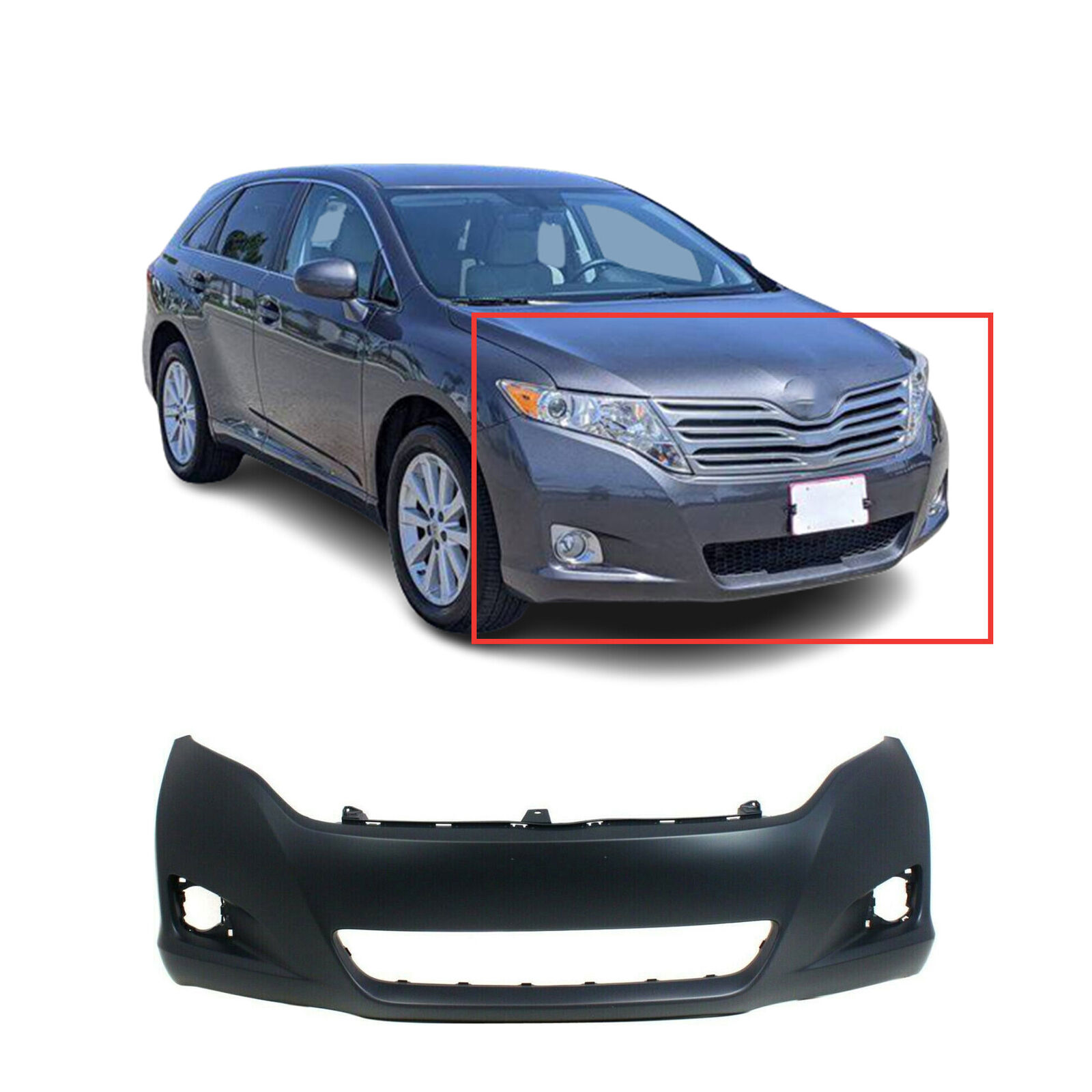 Front Bumper Cover for 2009-2016 Toyota Venza w Fog Light holes 521190T900
