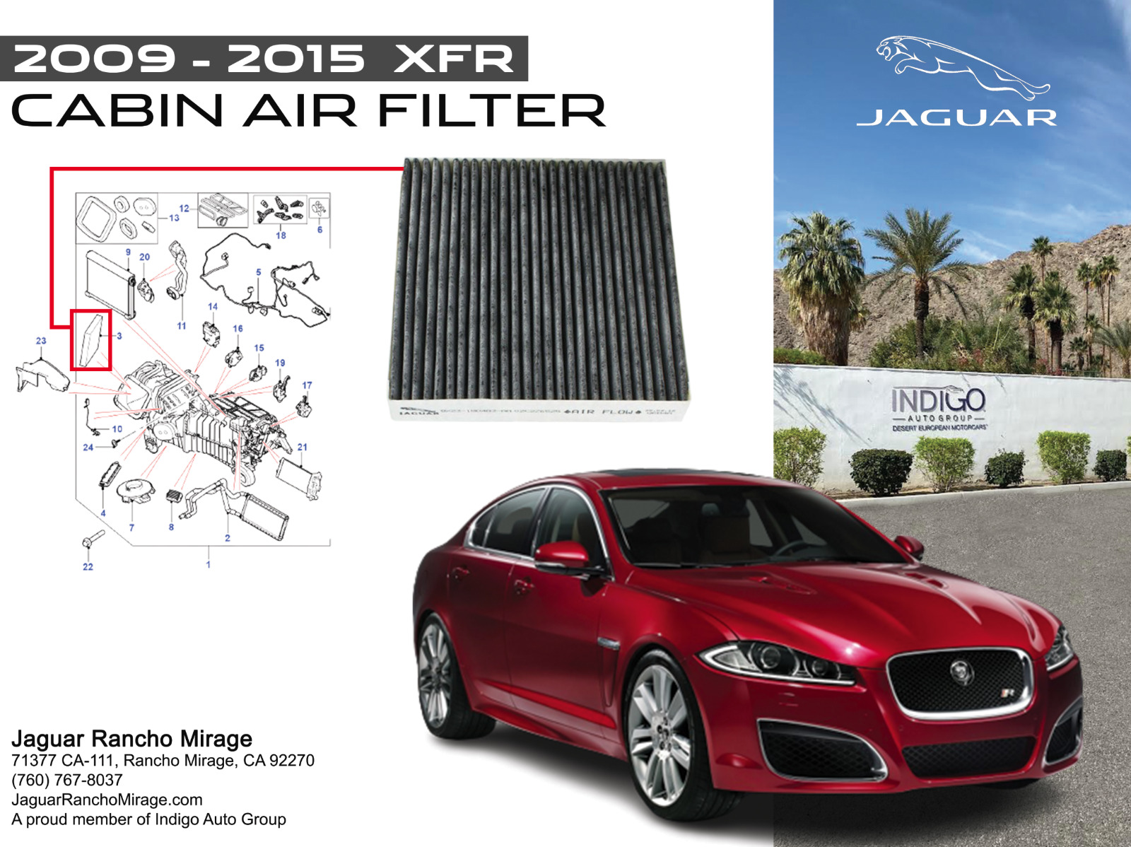 2009-2015 Jaguar XF-R GENUINE FACTORY OEM Cabin Air Filter Pollen XFR-C2Z6525