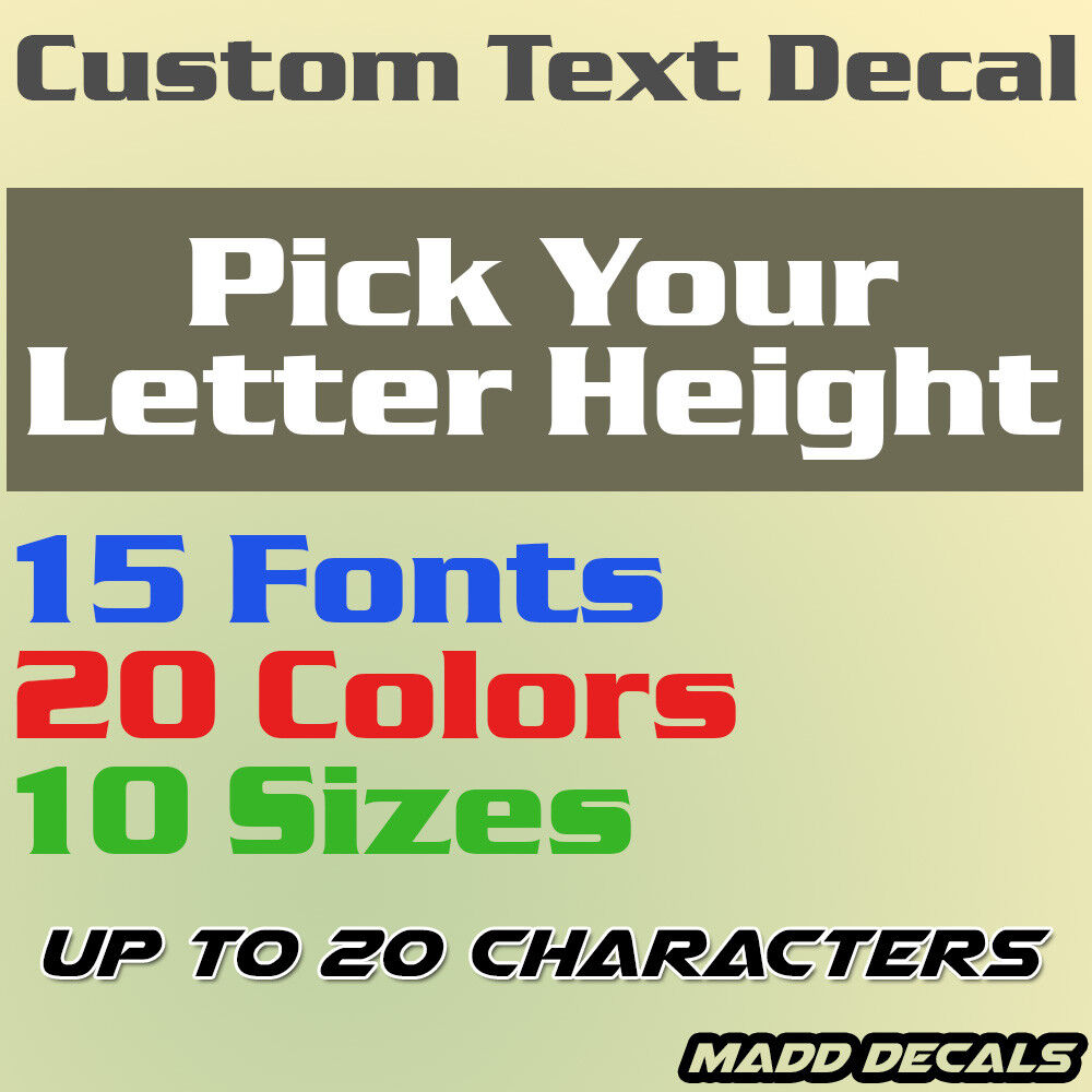 Custom Text Decal Name Vinyl Lettering Sticker Window Business Name Car Boat