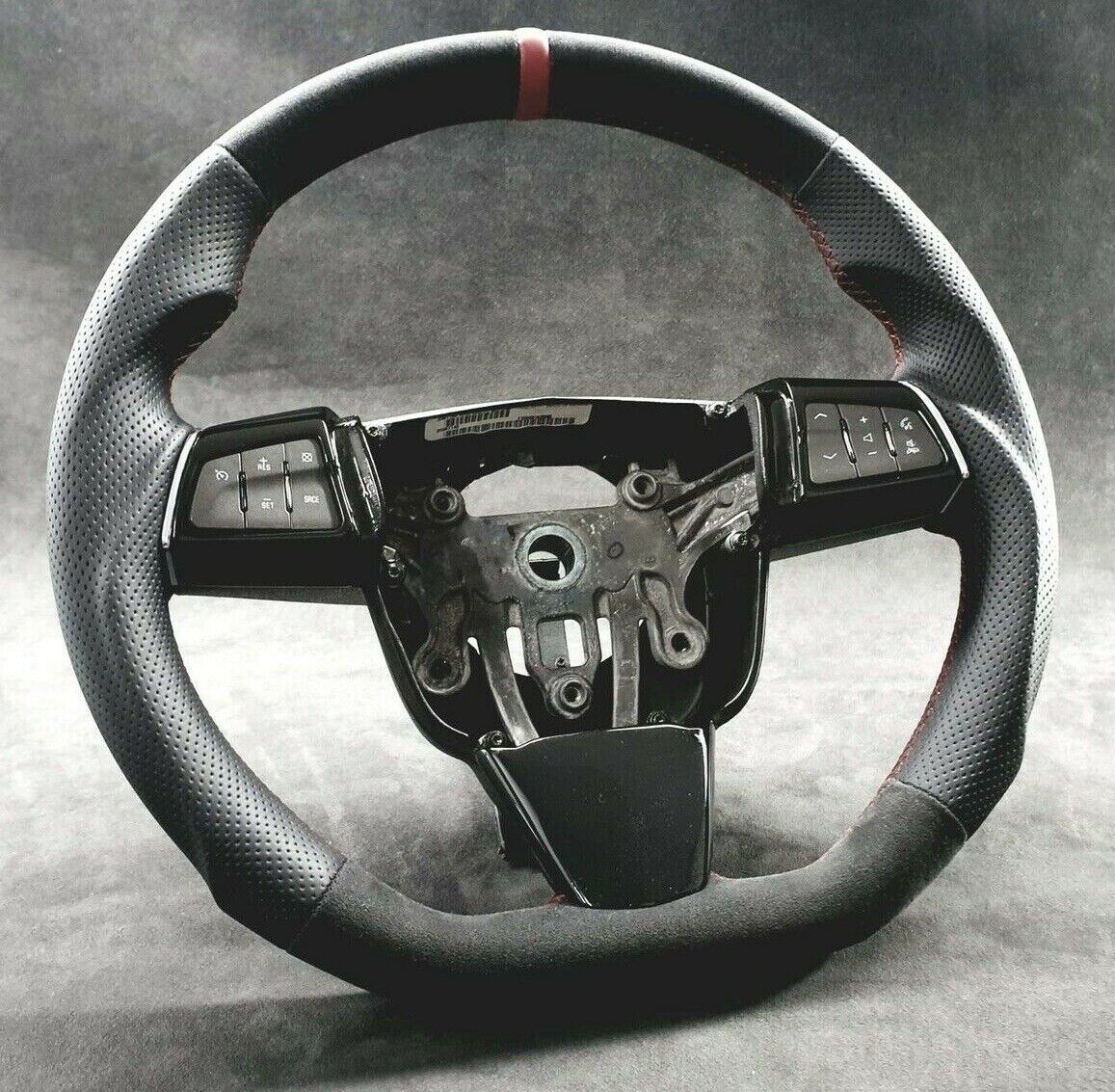 Custom flat bottom steering wheel Cadillac CTS-V Cts 2008–2013 Suede Alcantara