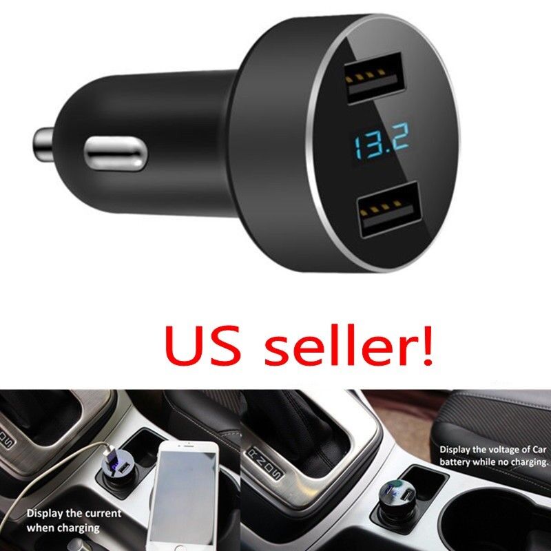 Dual 2 USB Car Quick Charger DC 5V 3.1A Adapter Voltage For iPhone Samsung Black