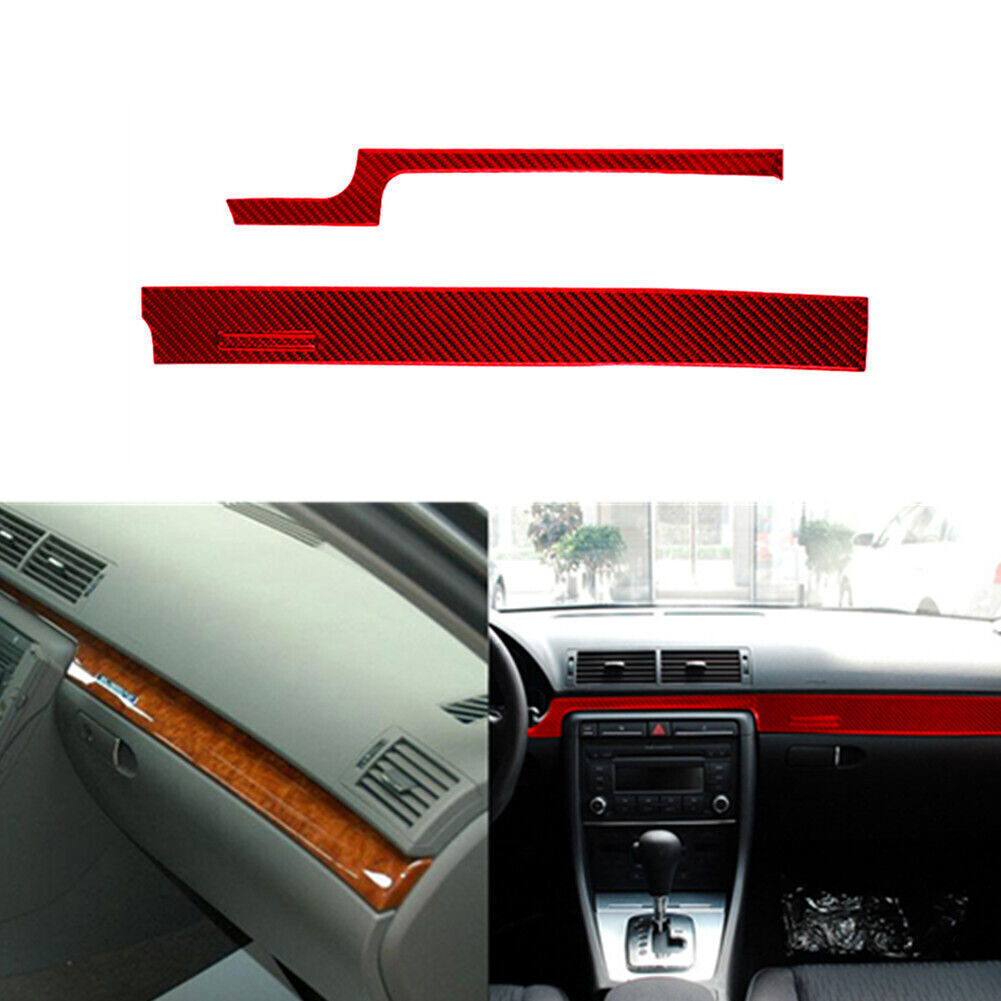 Red Carbon Fiber Interior Dashboard Panel  Strip Trim For Audi A4 S4 2005-2008