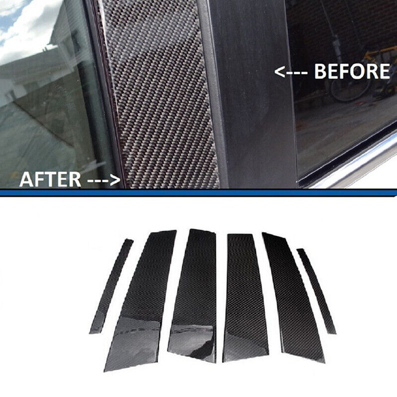 6Pcs Carbon Fiber Window Pillar Posts Door Trim For Infiniti G35 G37 2002-2013