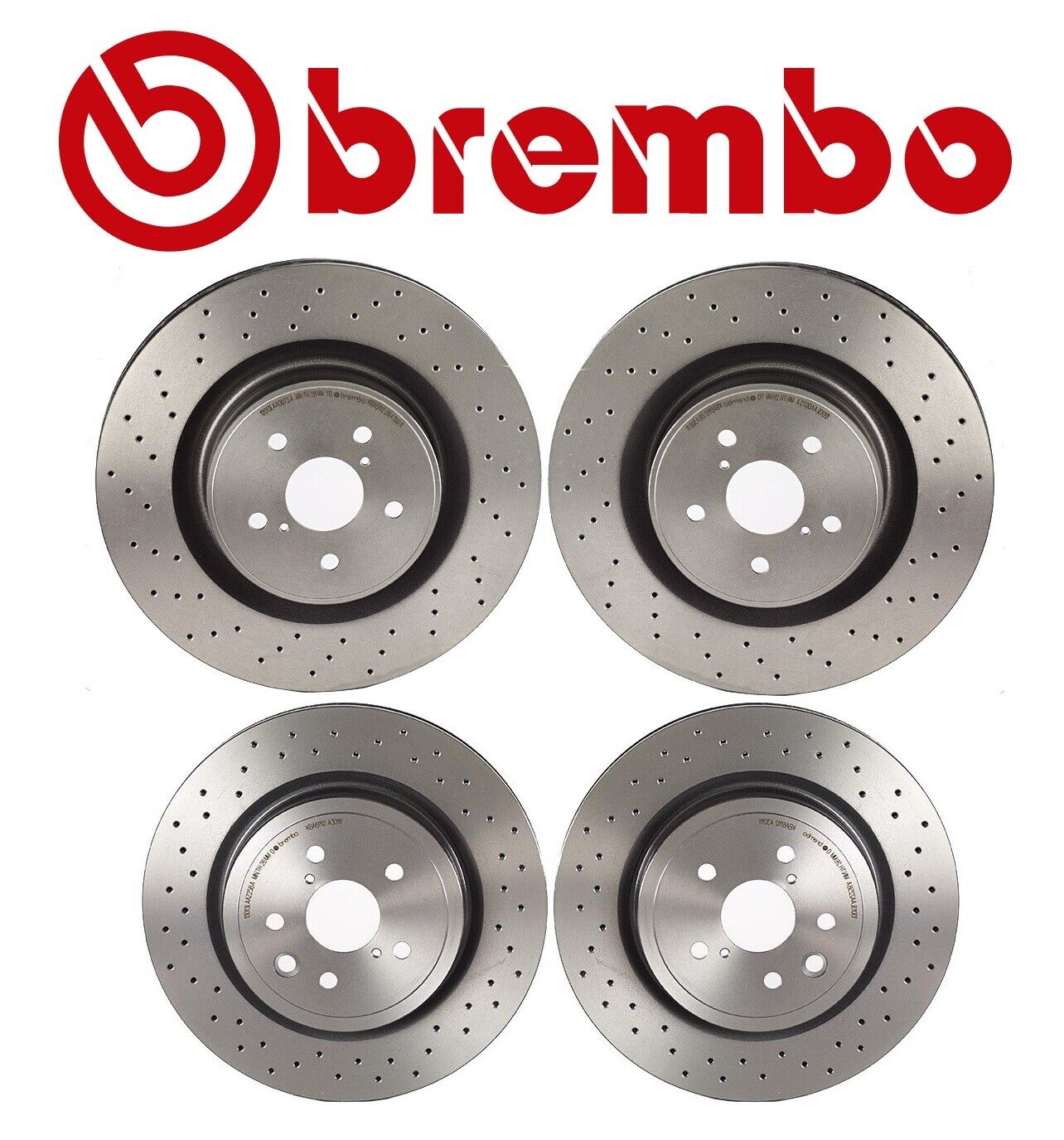 For Lexus IS F 08-14 5.0L V8 Two Front and Two Rear Disc Brake Rotors Kit Brembo