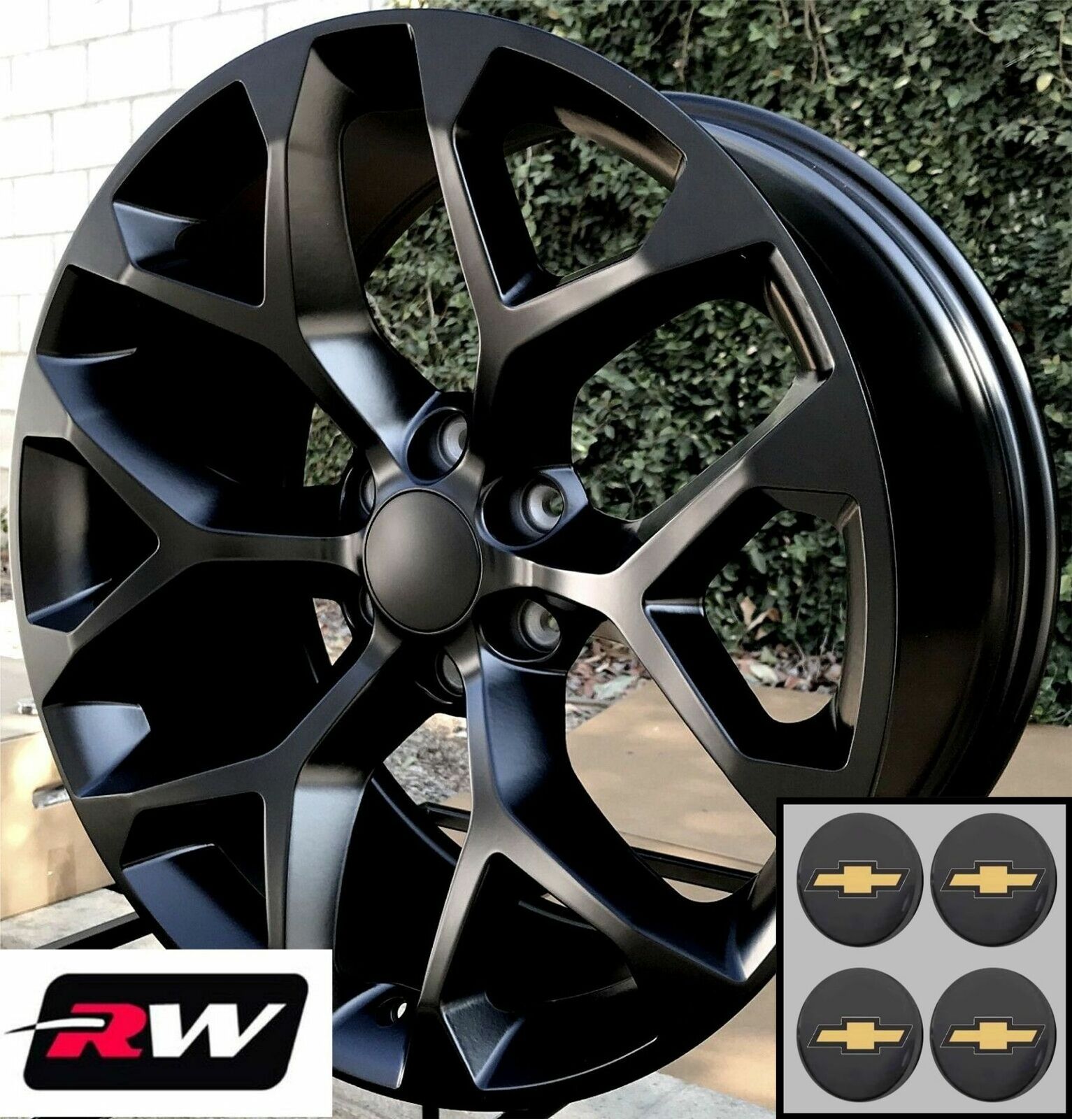 20 inch Chevy Silverado 1500 Replica Snowflake Wheels Satin Black Rims 20 x9\
