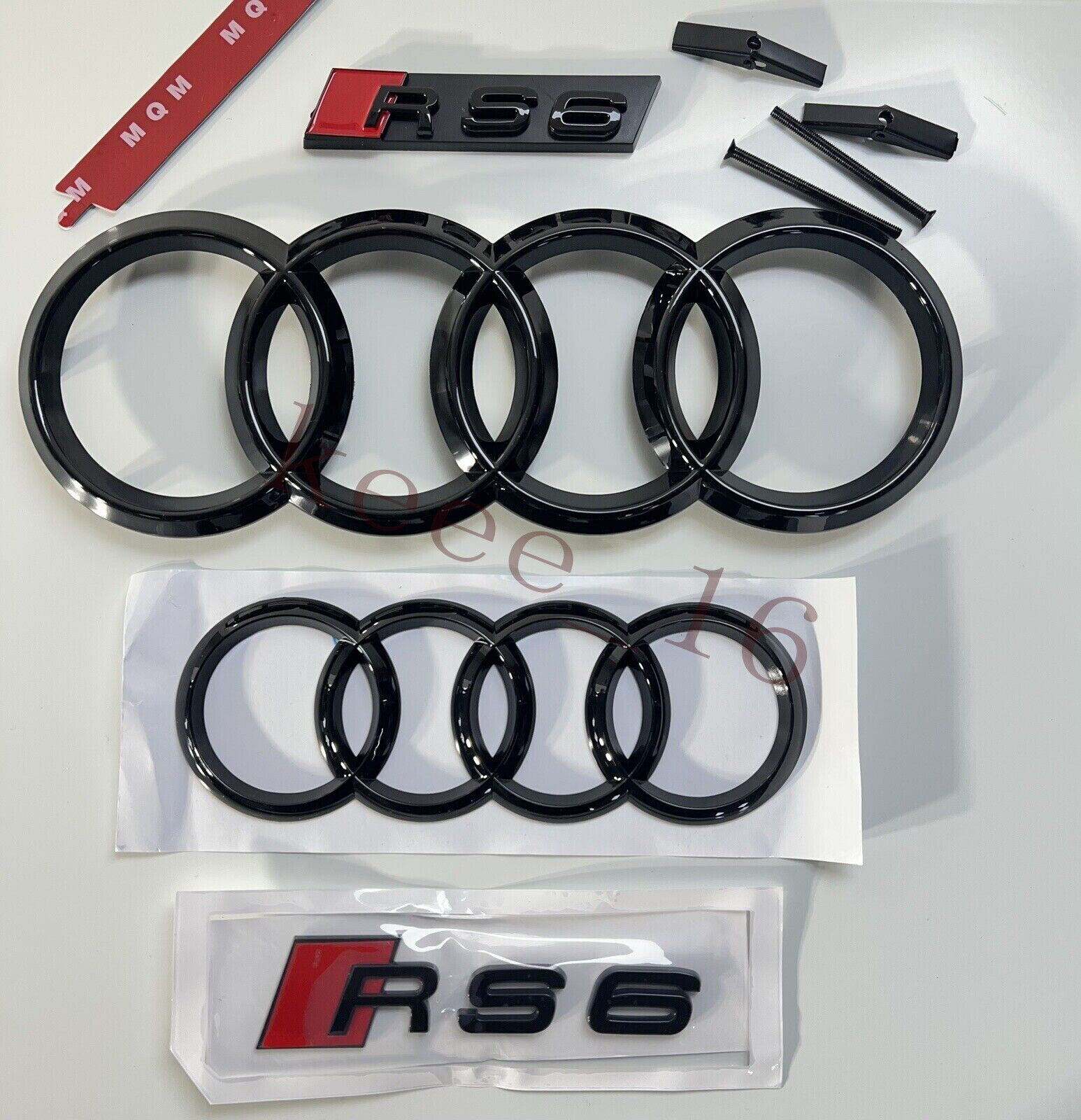 Fit Audi RS6 Gloss Black Full Set Front Rear Badges Emblem For Audi RS6
