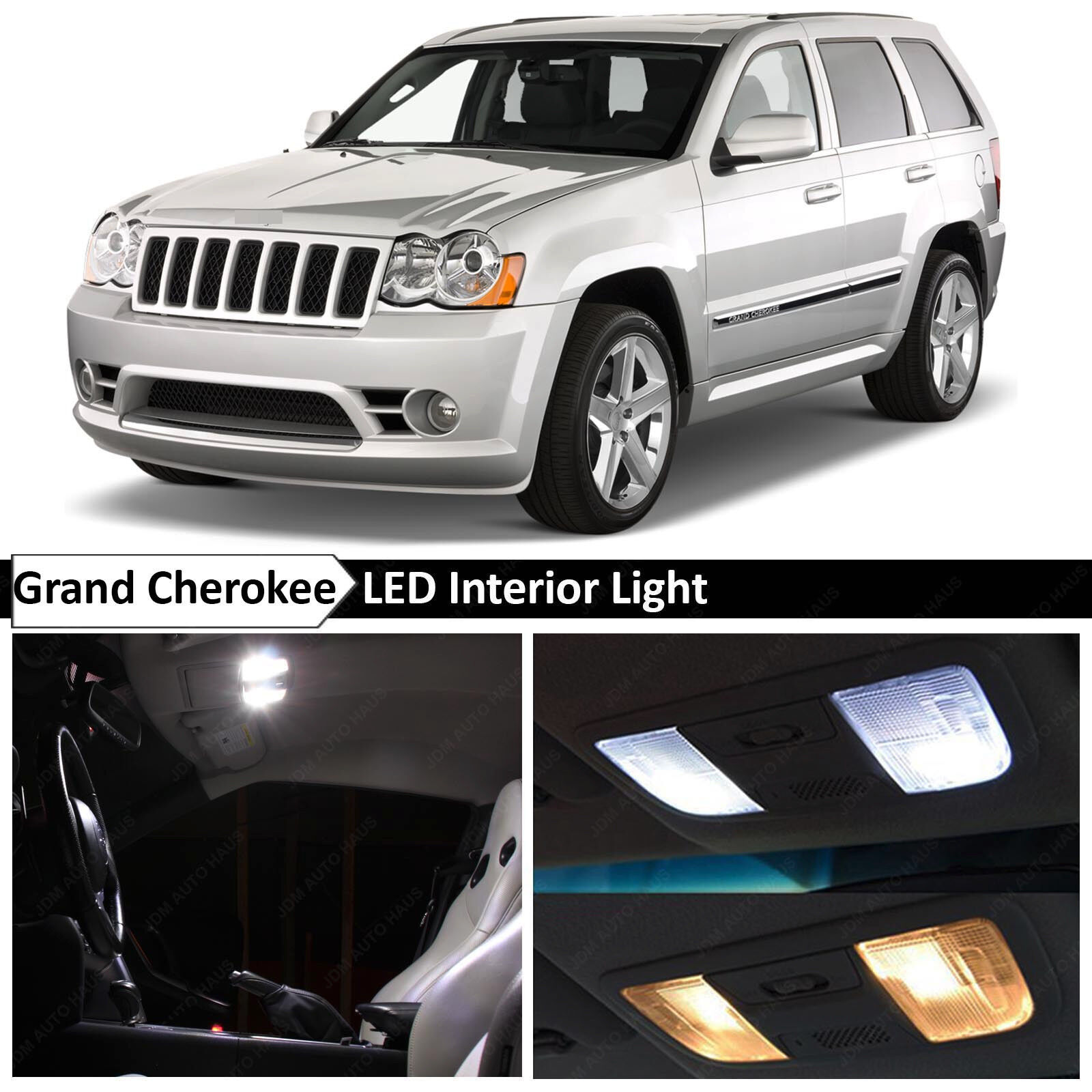 12x White Interior LED Lights Package for 2005-2010 Jeep Grand Cherokee
