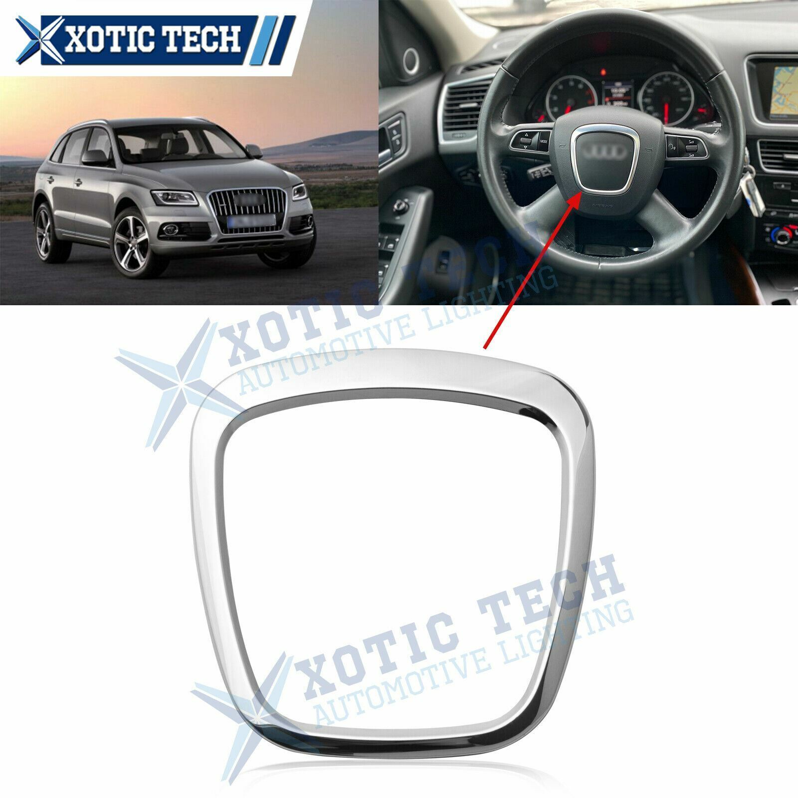 Silver Steering Wheel Trim Emblem Center Frame For Audi A3 A4 A5 A6 A8 Q5 Q7