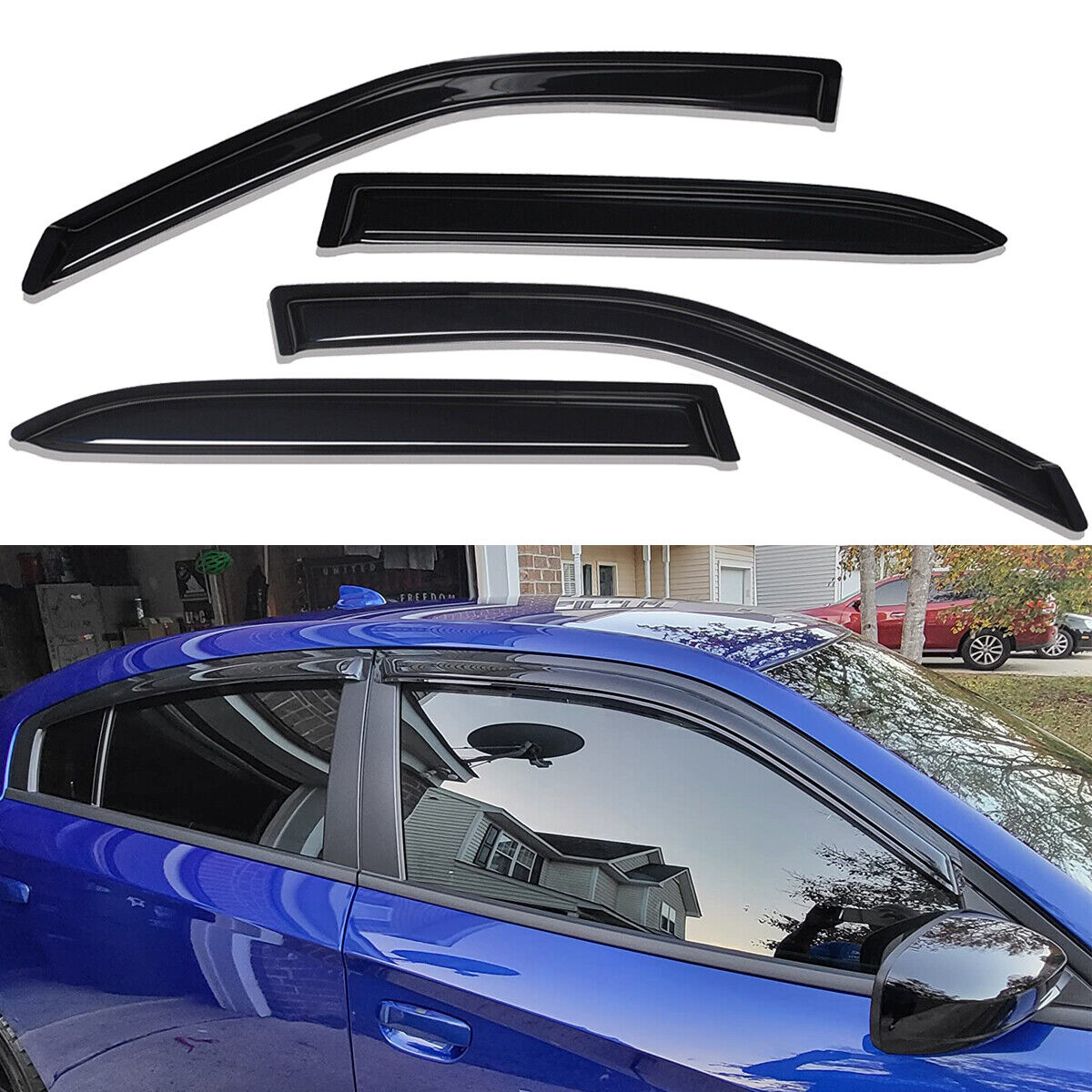 Acrylic Window Visors Sun Rain Guards Vent Shade fit for 2011-2023 Dodge Charger