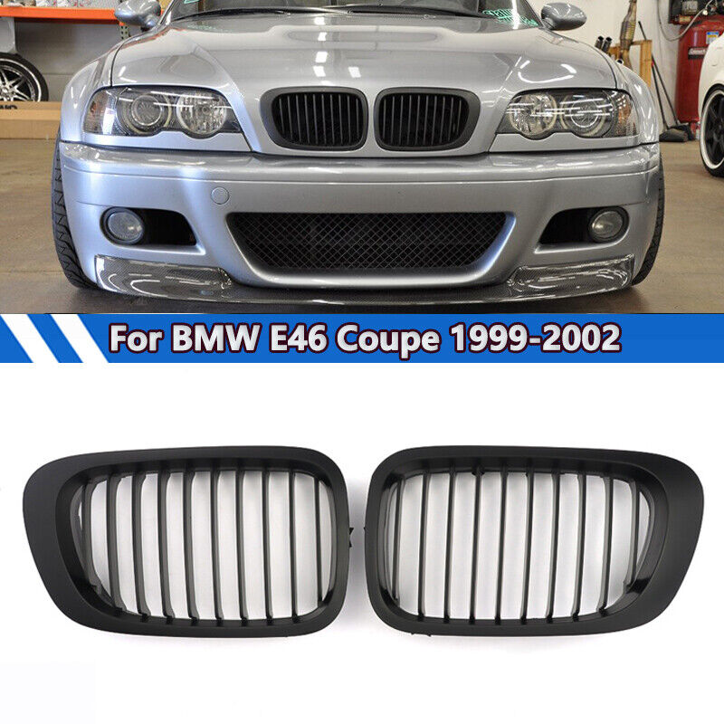 Matte Black Front Kidney Grille Grill For BMW E46 325CI 330CI Coupe 1999-2002