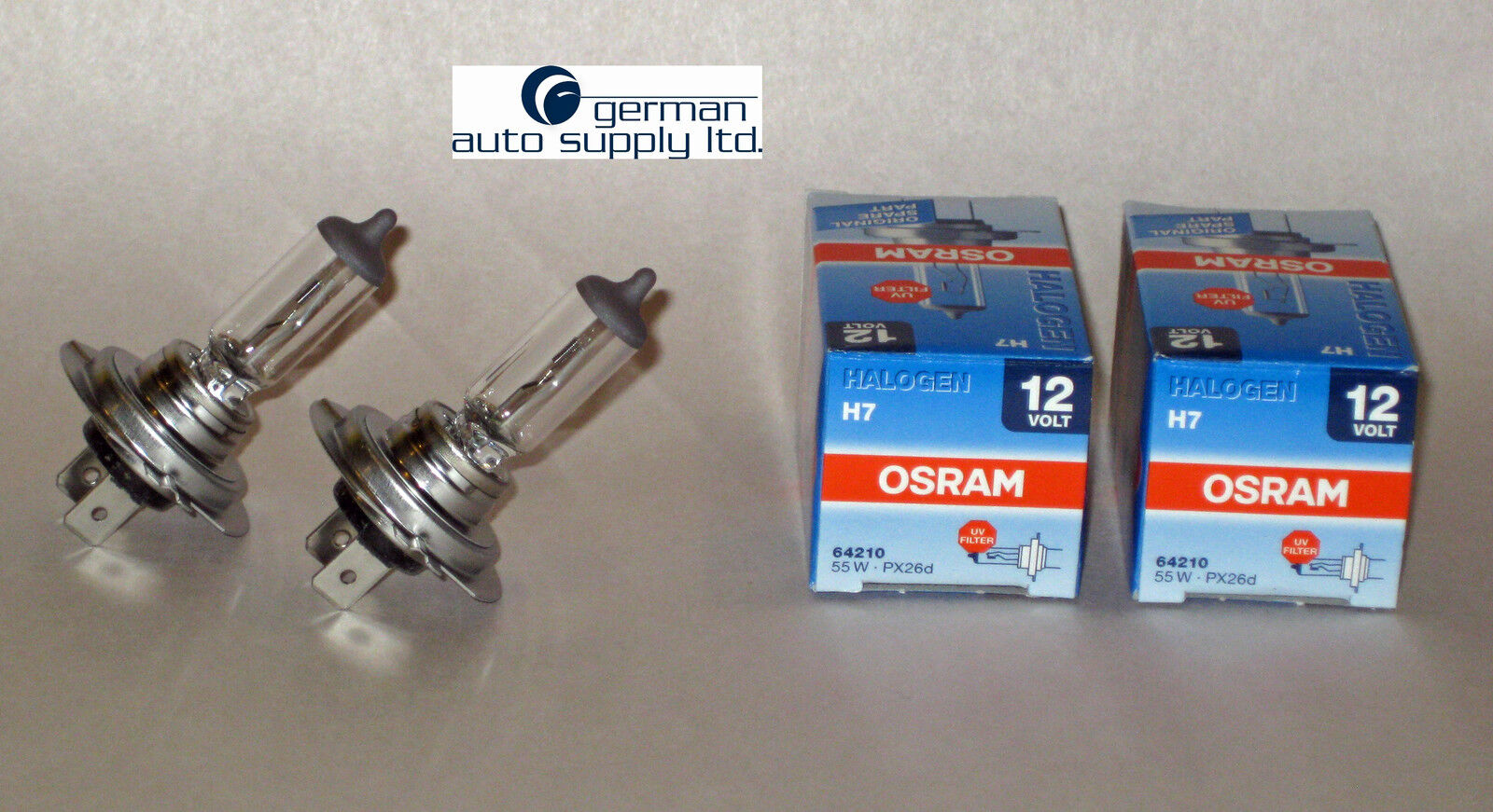 2 Piece Set of Osram, Sylvania Halogen Bulbs - 64210, H7 - NEW OEM - 55W 12V