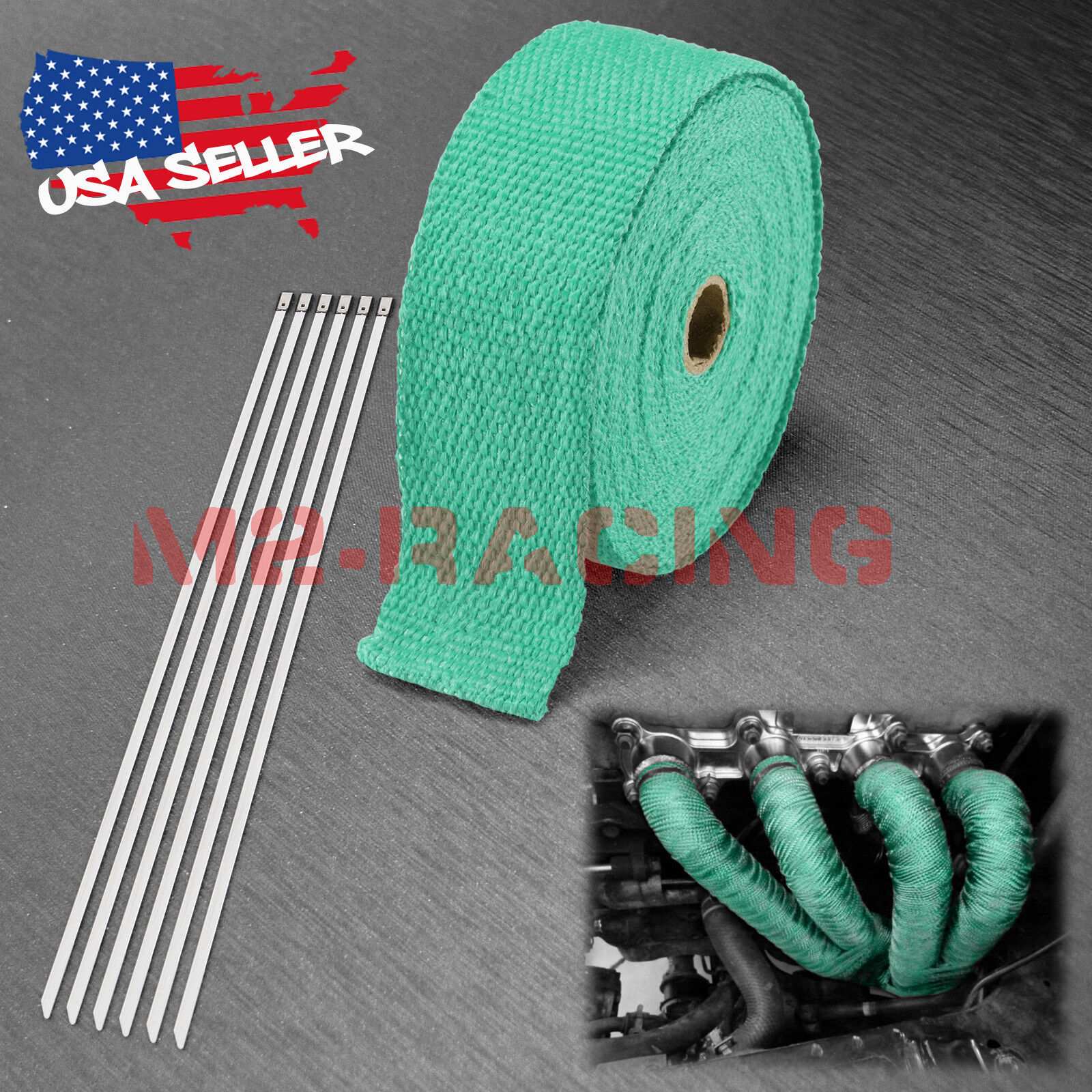 Teal Exhaust Pipe Insulation Thermal Heat Wrap 2