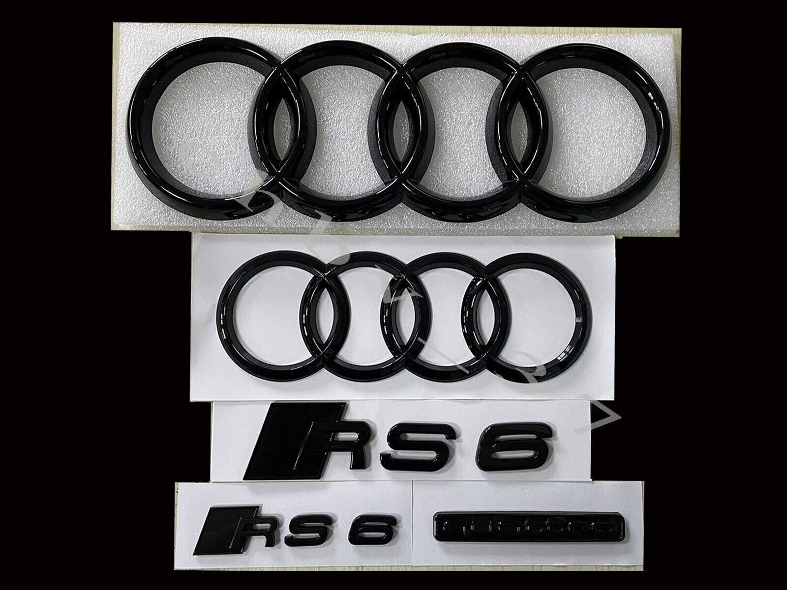RS6 full Gloss Black Badges Package For Audi RS6 C8 2020-2023 Exclusive pack