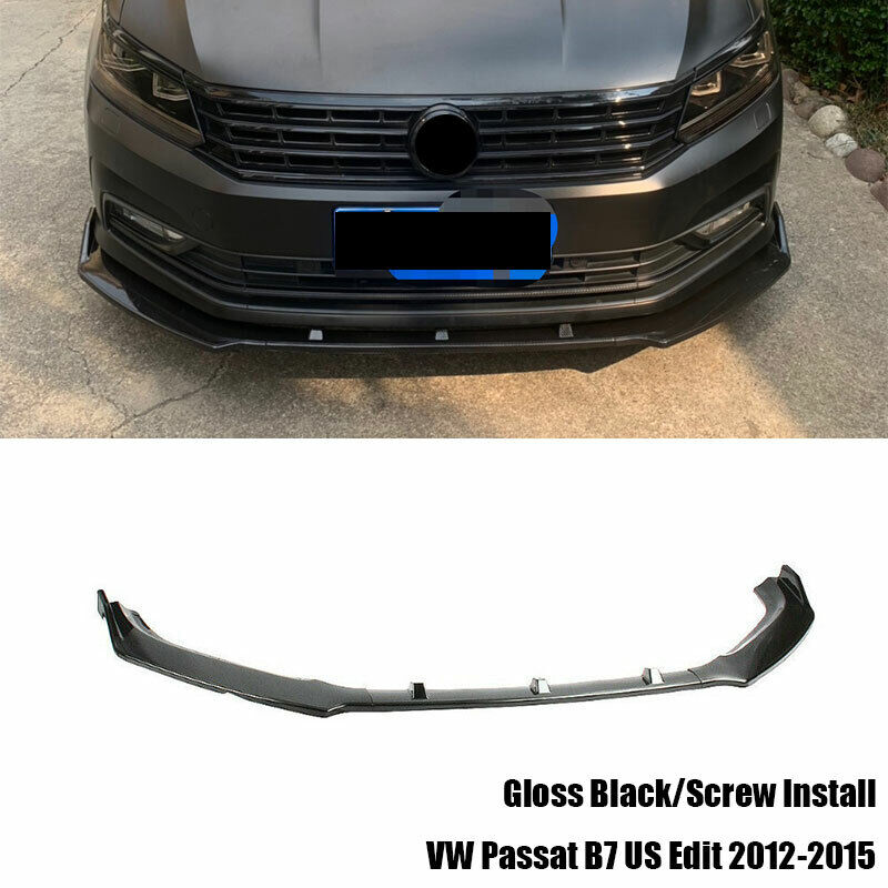 Paint Black 3-Stage Front Lip Spoiler Underbody Wing Fit For VW Passat B7 12-15