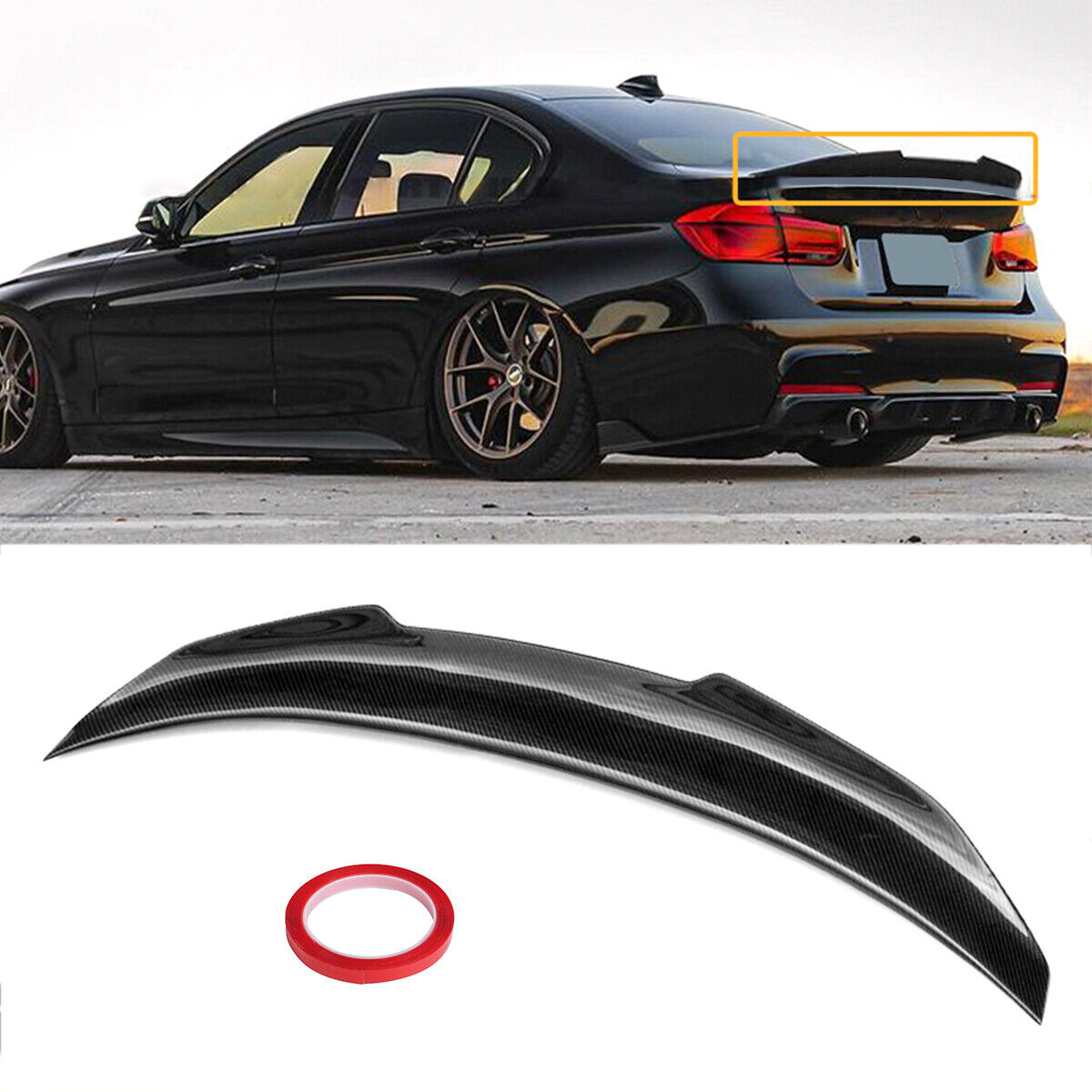 For BMW F80 M3 & F30 2012-2018 Carbon Black PSM Duckbill Trunk Rear Spoiler Wing