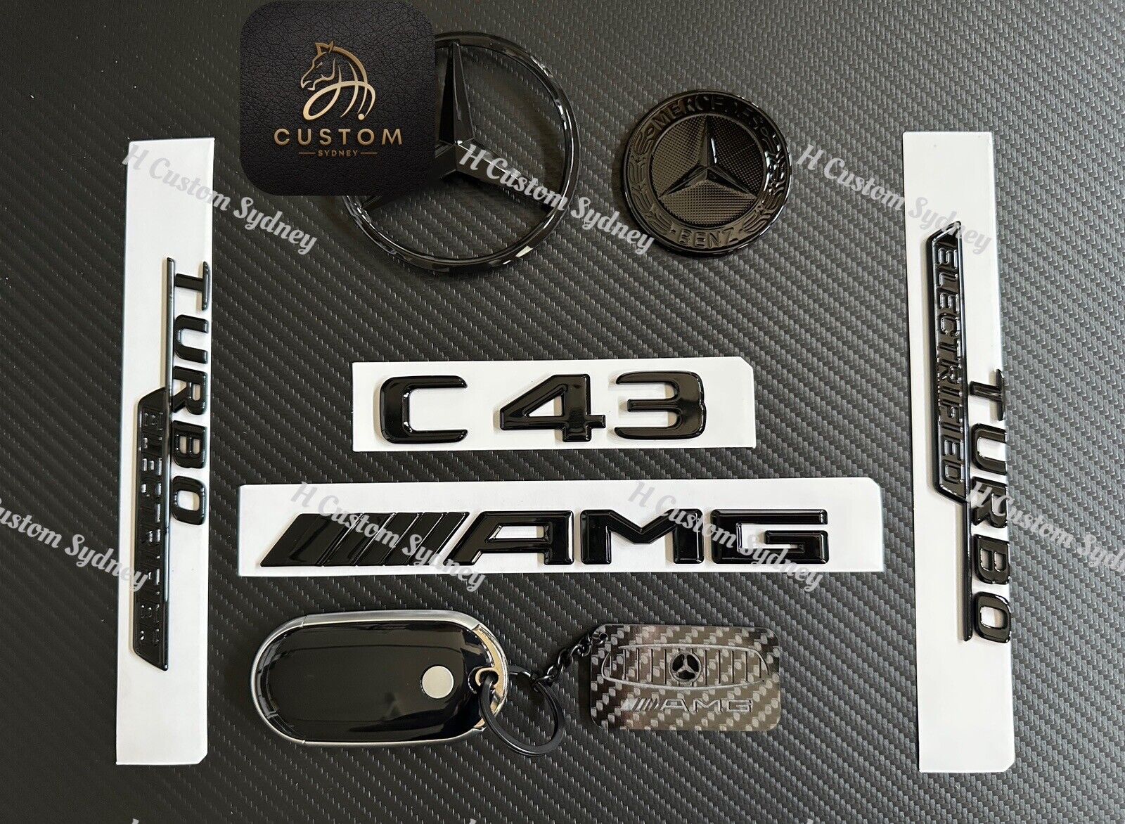 Gloss Black C43 Badges Full Package For Mercedes AMG C43 W206 ONLY