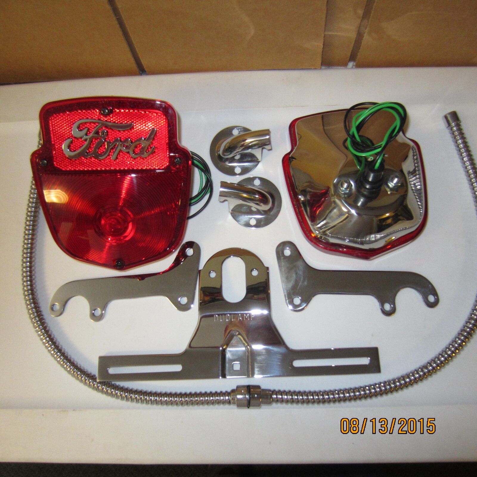 1953-56 Ford F100 stainless light kit, right & left pair with Ford script.