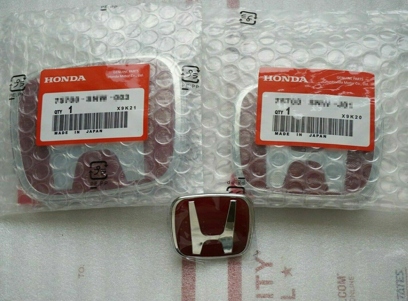 NEW Front + Rear +Steeriing Red JDM Emblem For CIVIC 4DR SEDAN 2016 2017 2018
