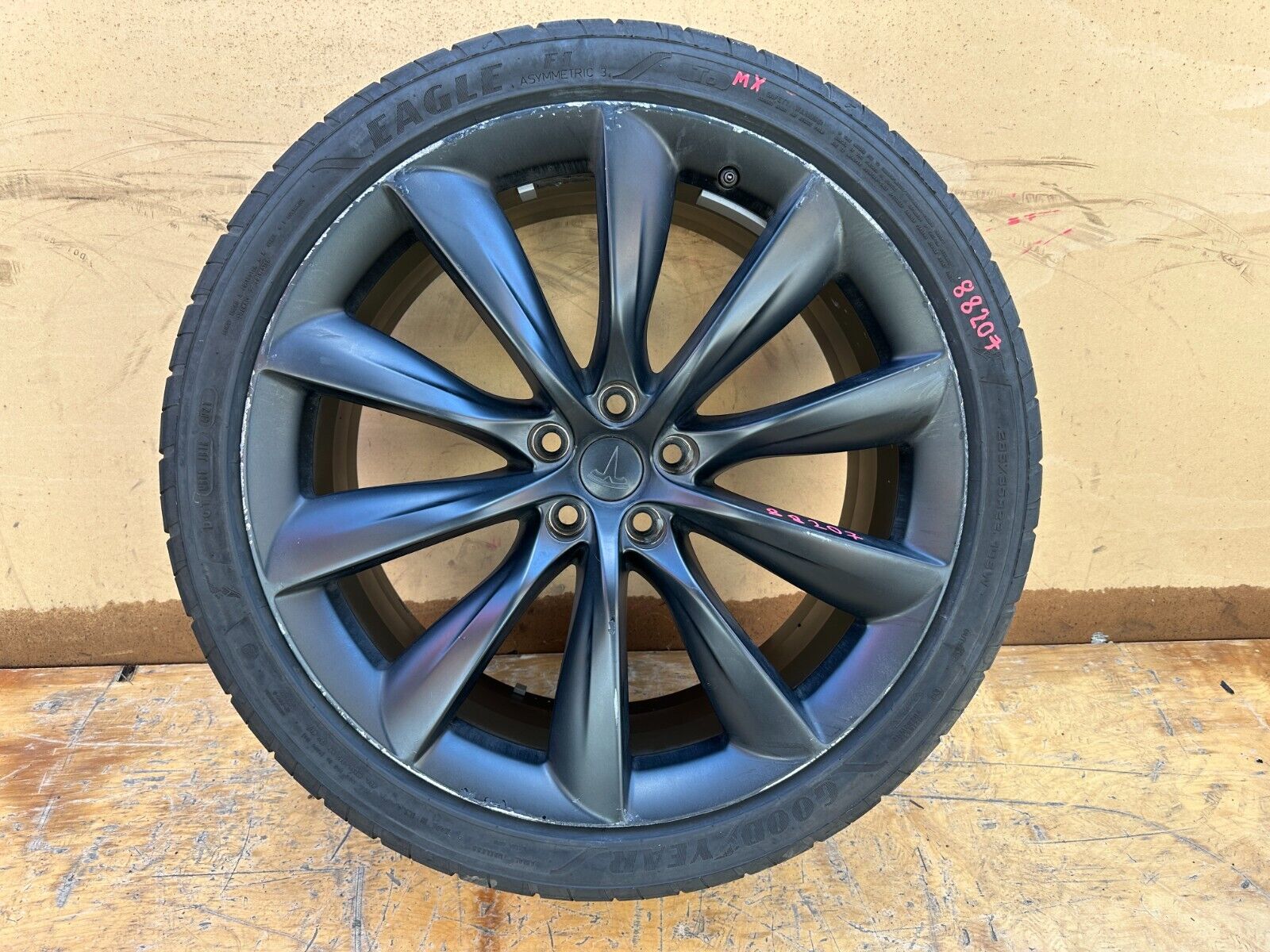 2016-2020 Tesla Model X Wheel Rim 22x10J +35MM Turbine Black w/ Tire 285/35R22