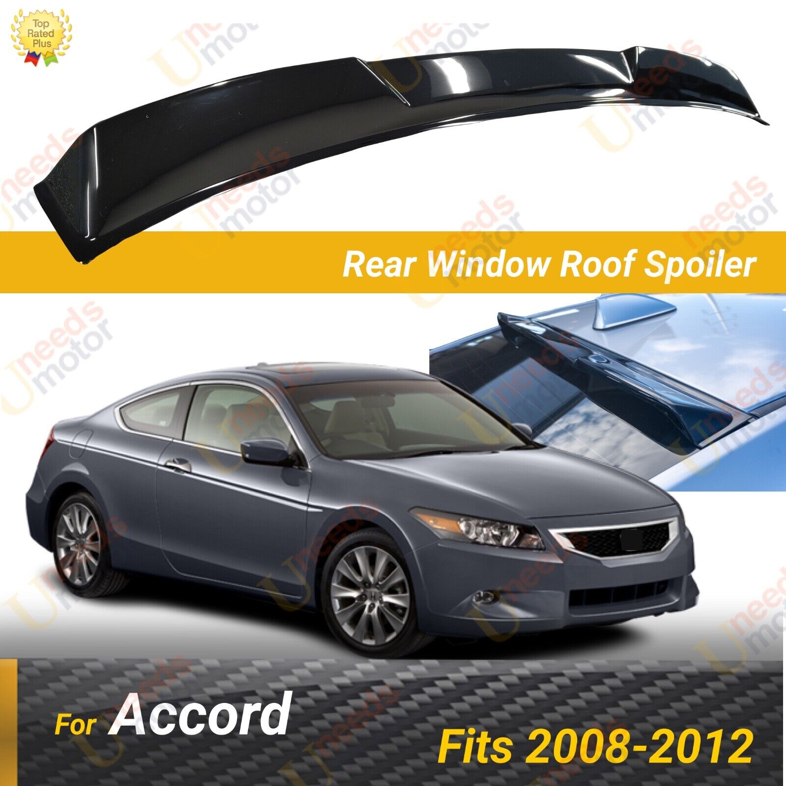 Fits Honda Accord Coupe 2008-2012 ABS Gloss Black Rear Roof Window Visor Spoiler