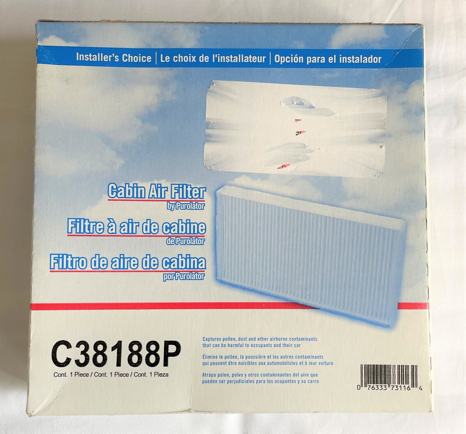 New Purolator Cabin Air Filter C38188P 1 Piece Cabin Air Filter