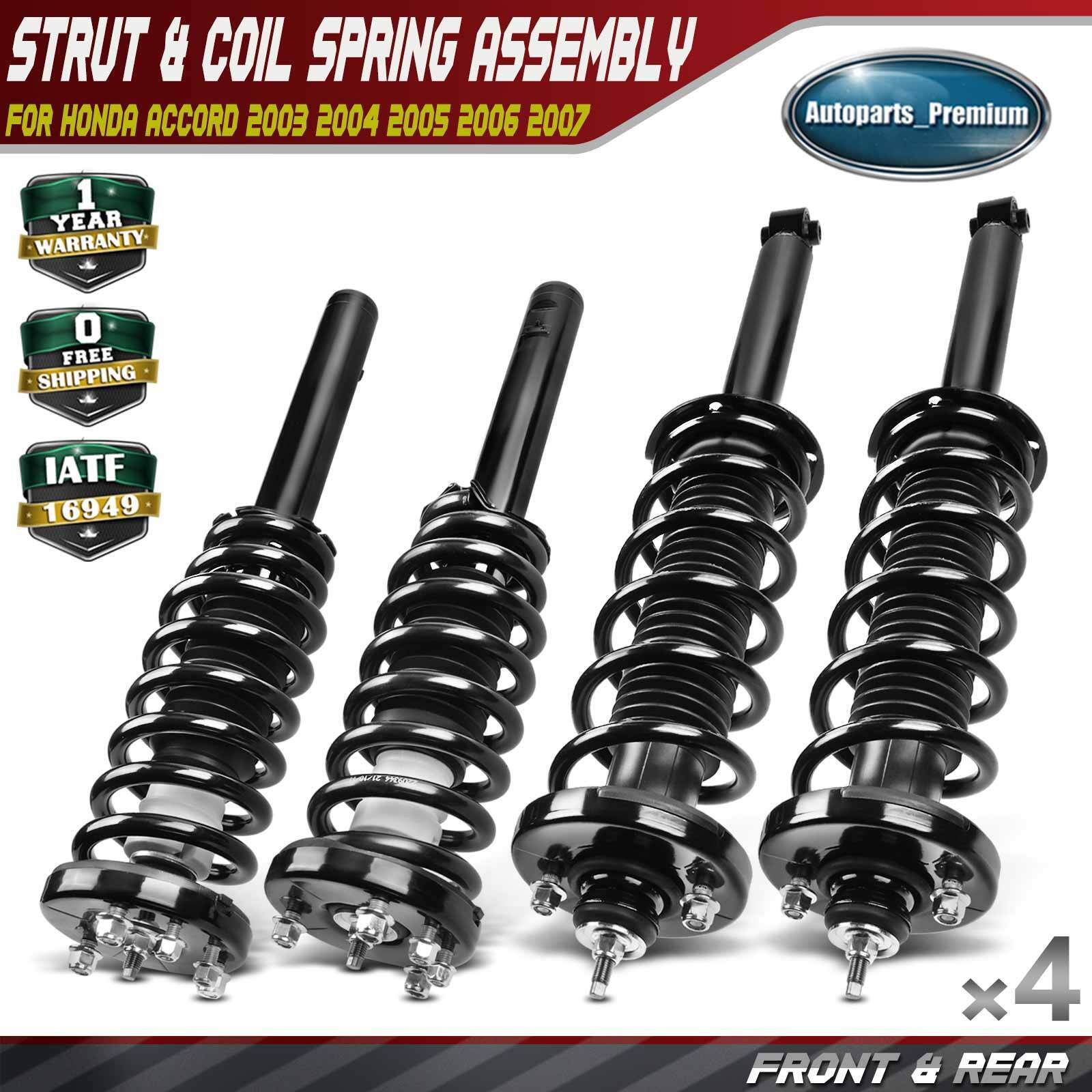 4x Front & Rear Complete Strut & Coil Spring Assembly for Honda Accord 2003-2007