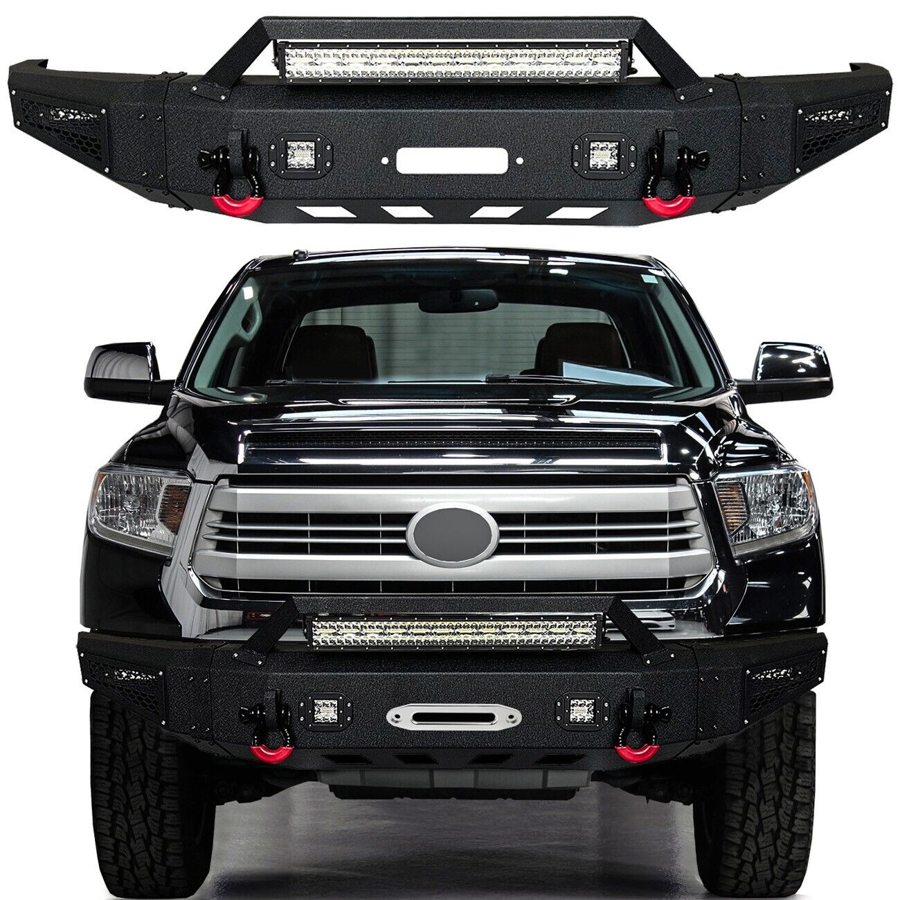 Vijay For 2014-2021 Tundra Front Bumper with Winch Plate and 5xLED lights