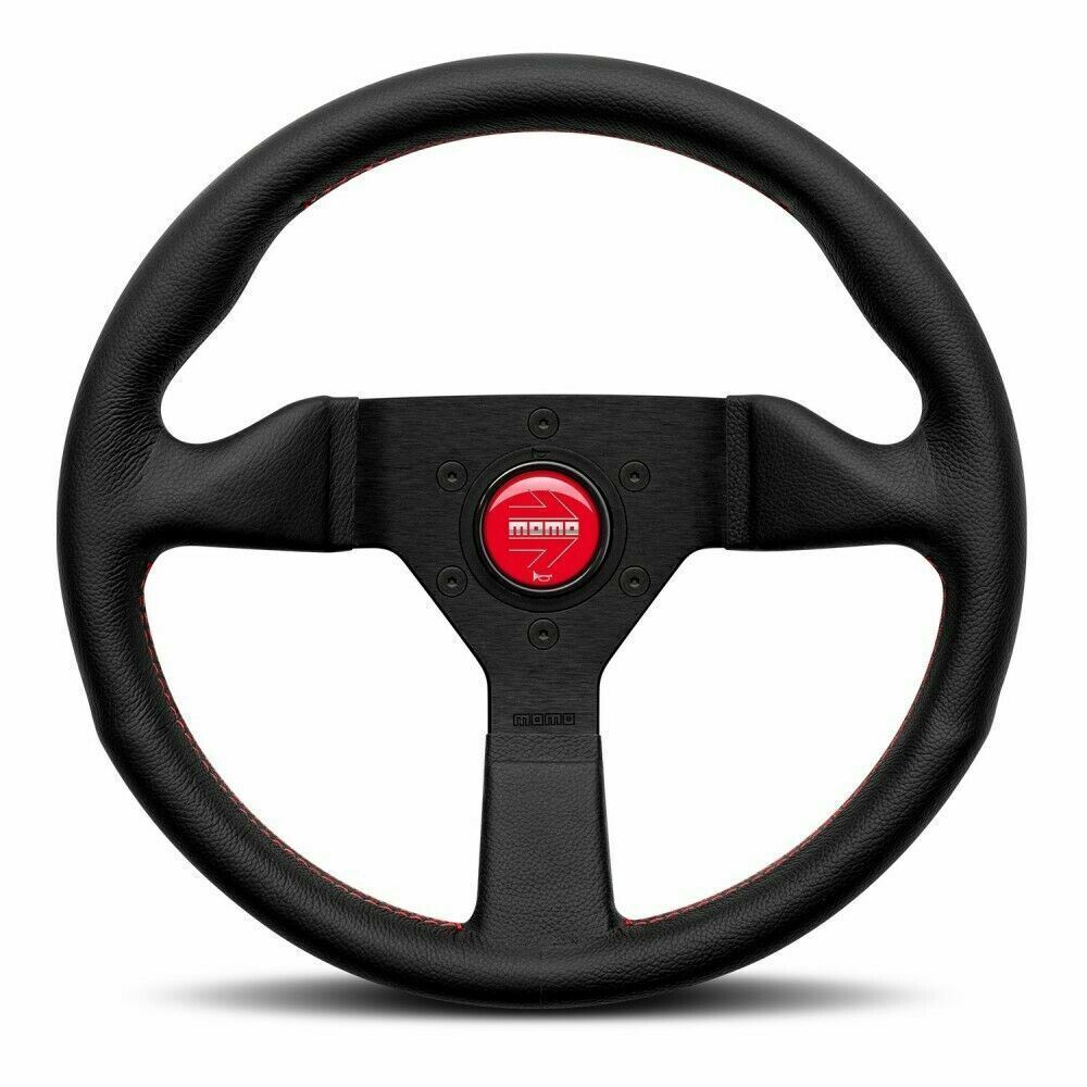 MOMO Steering Wheel MonteCarlo Black Leather 320mm with Red Stitching MCL32BK3B