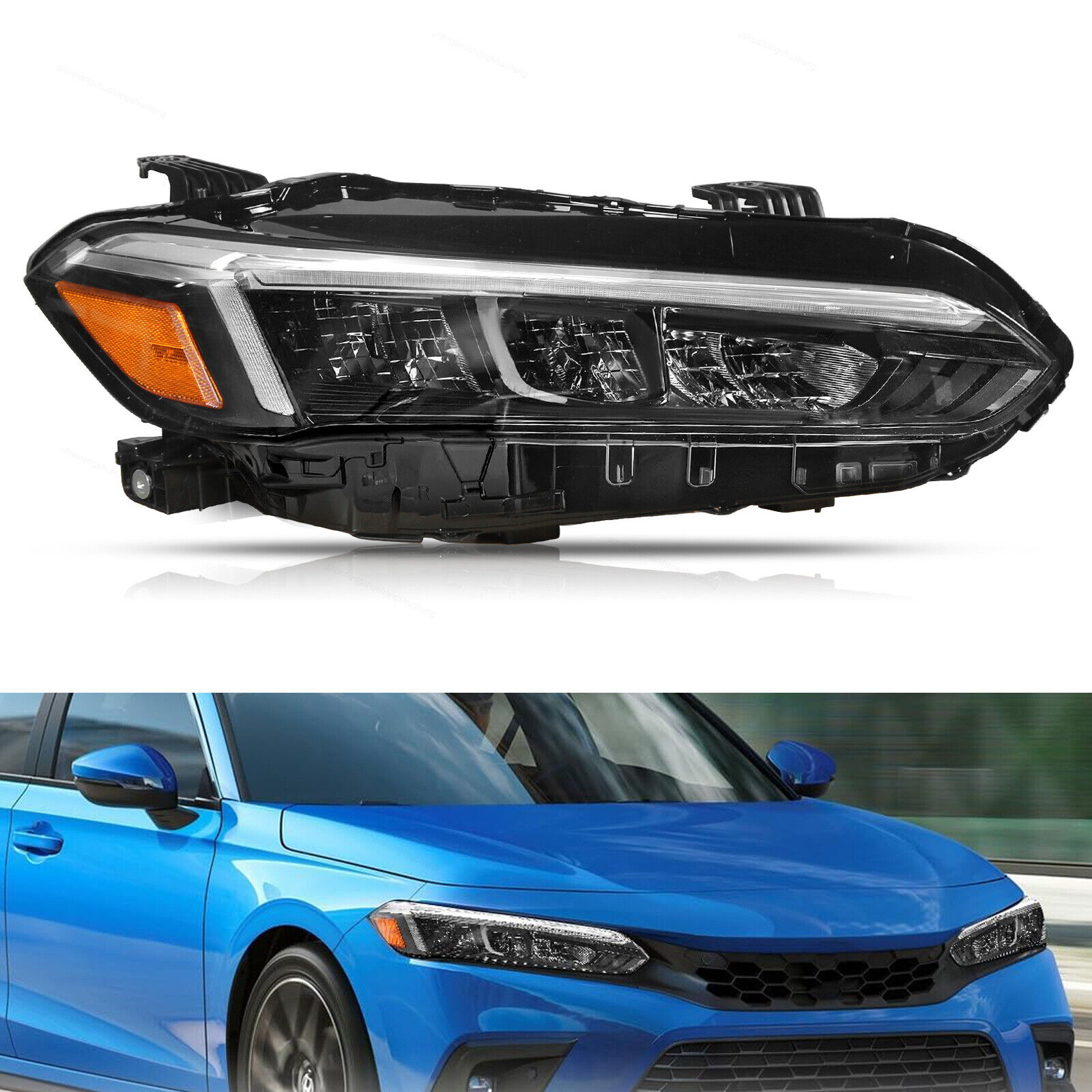 Headlight Fits 2022 2023 Honda Civic Sport Touring LED Passenger Right Black