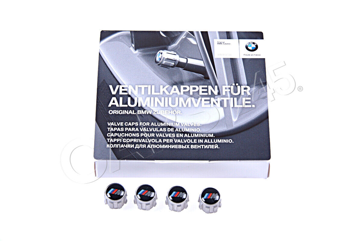 New Genuine BMW Tire Valve Stem Cap M Logo Set - 36122447402