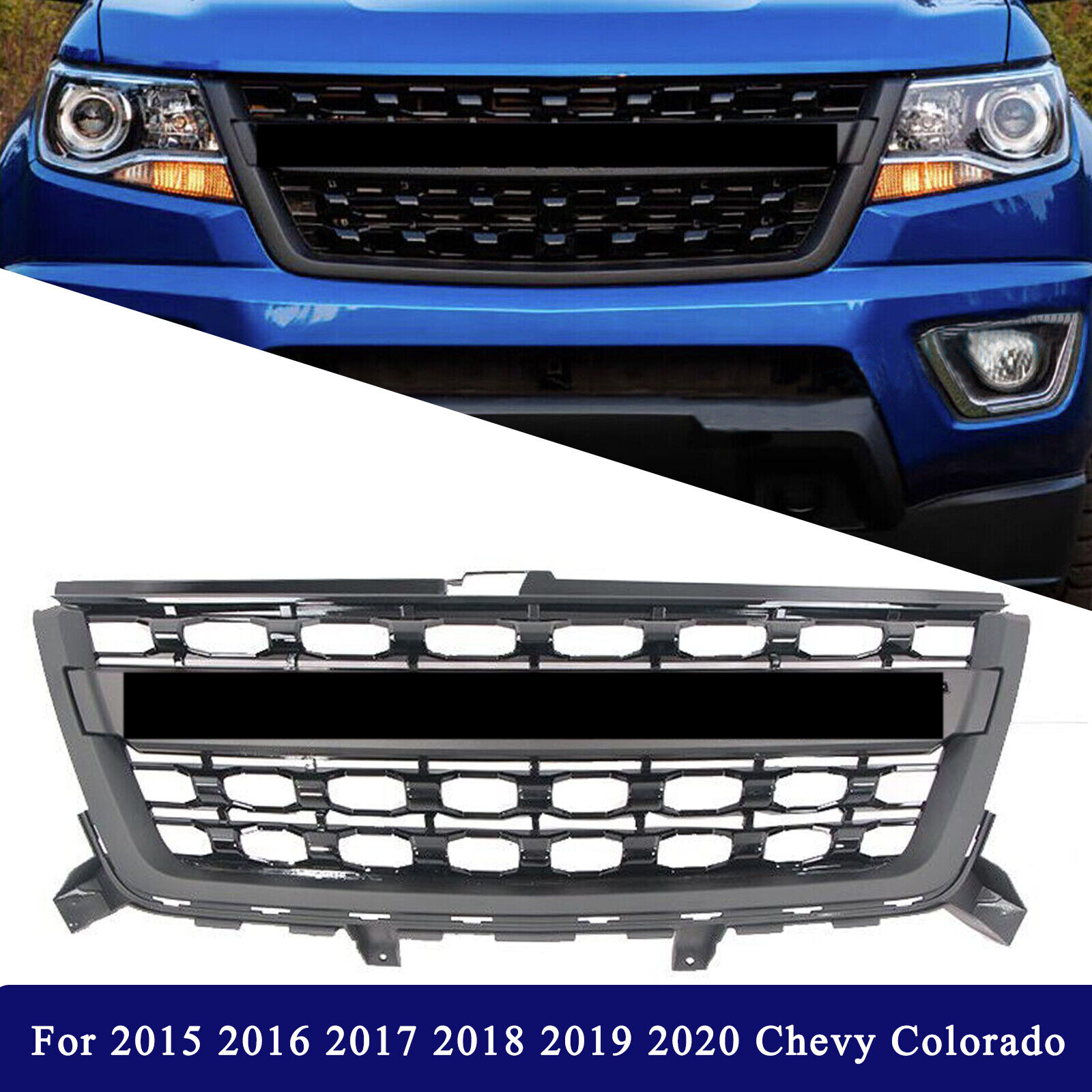 Front Grille Fit For Chevrolet Colorado 2015-2020 W/ Chevrolet Script Black