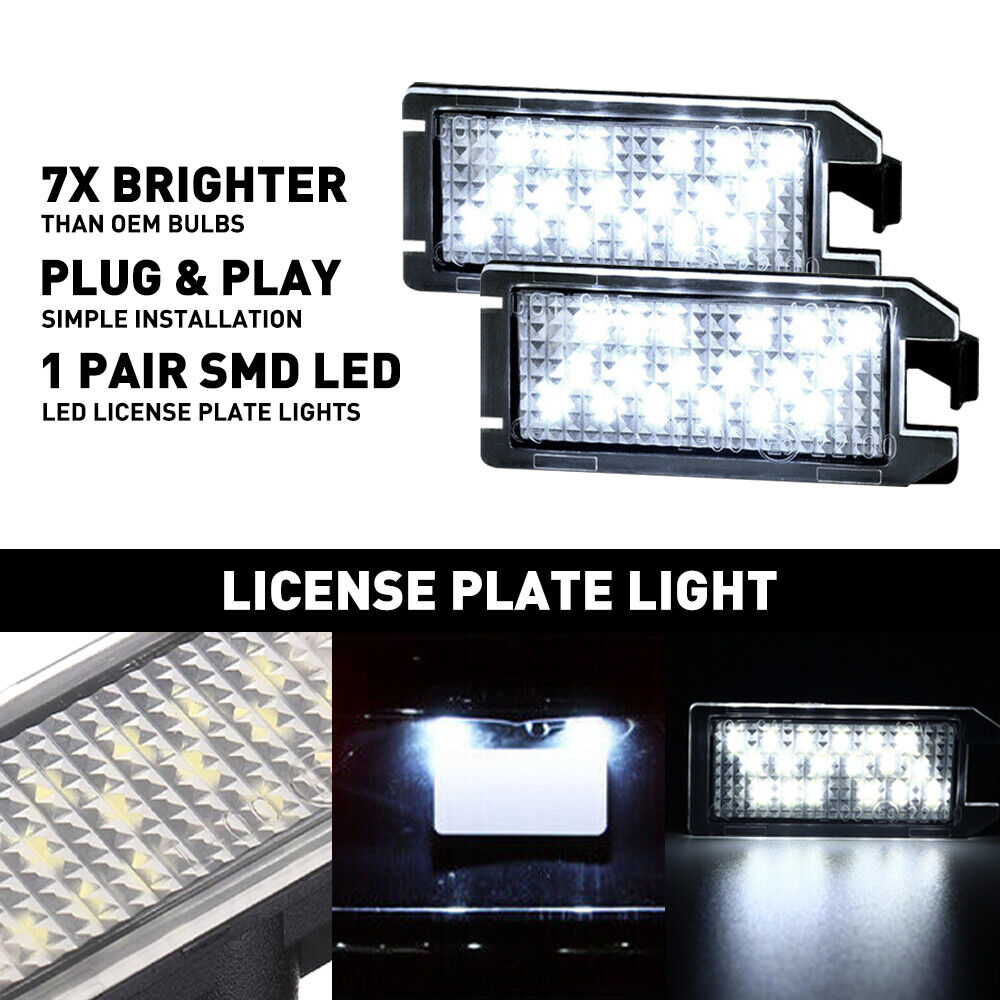 2PCS Full LED Rear Bumper License Plate Light Tag Lamp For 2015-2017 Dodge Viper