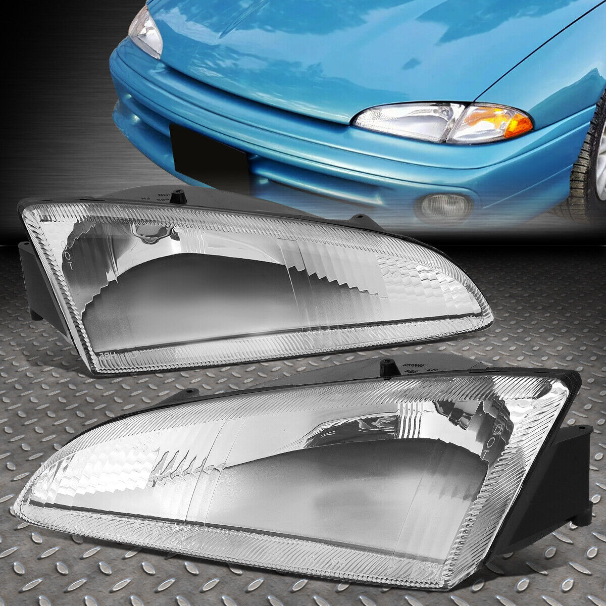 FOR 93-97 DODGE INTREPID OE STYLE CHROME HOUSING CRYSTAL LENS HEADLIGHT LAMPS