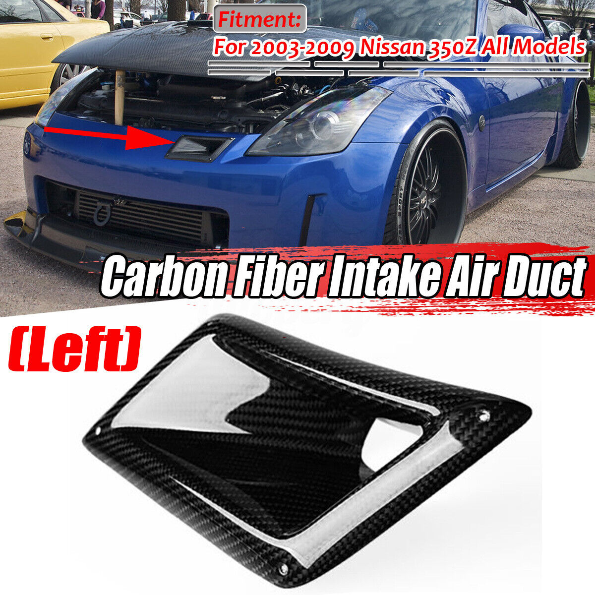 Bumper Carbon Fiber Air Vent Intake Duct Left Side For Nissan 350Z Z33 03-09
