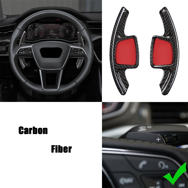 Real Carbon Fiber Steering Wheel Shifter Paddle For Audi A4 A3 A5 B9 Q3 Q5 Q7 TT