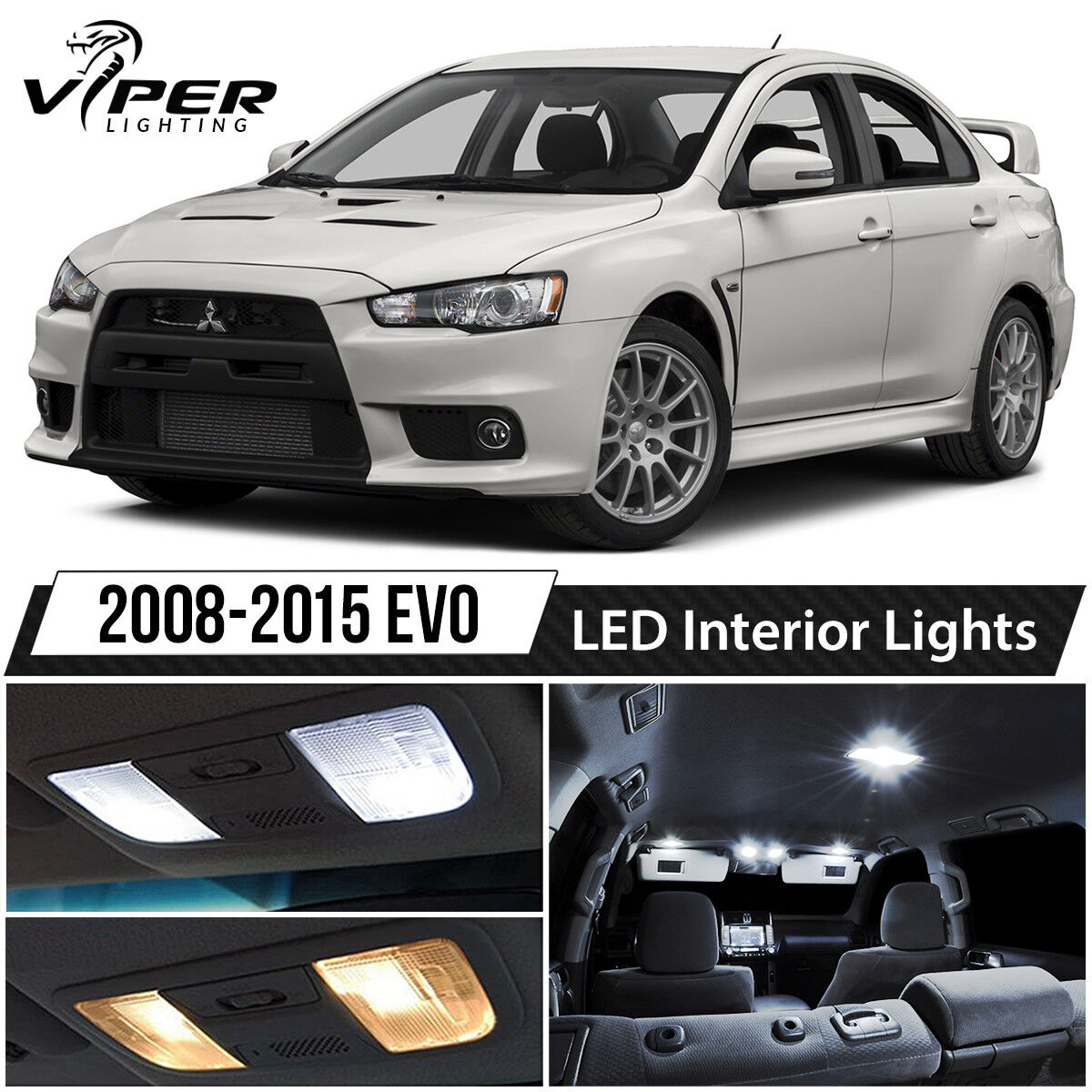 2008-2015 Mitsubishi Lancer Evo X White LED Interior Lights Package Kit