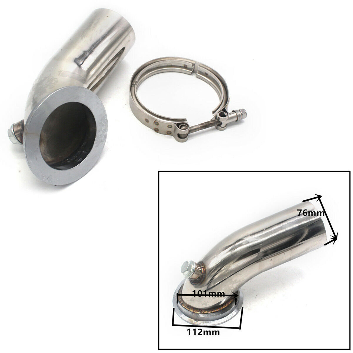 3'' Stainless Downpipe Elbow V-band Adapter Flange Clamp For Turbo HY35 HX HE351