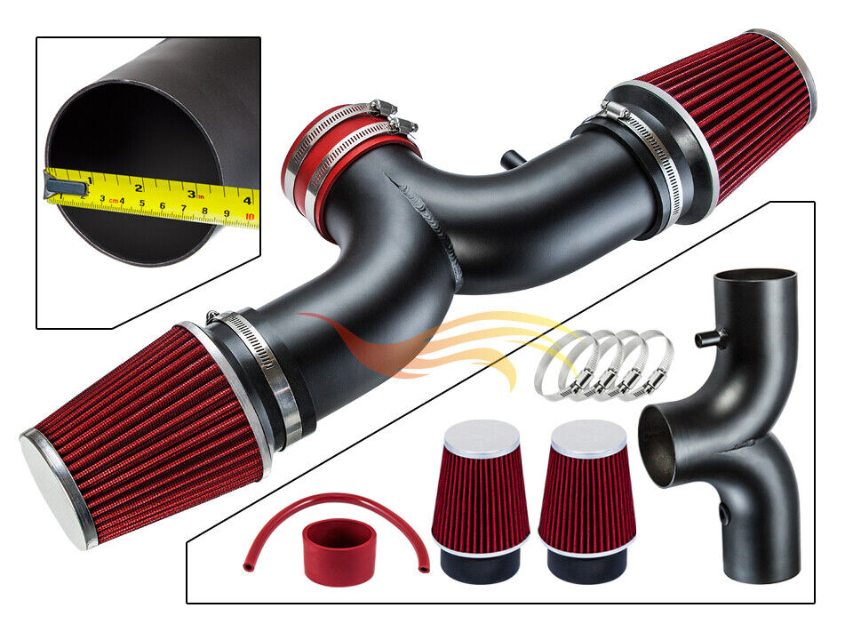 BCP RW RED For 2005-2010 Commander 5.7L V8 Dual Twins Ram Air Intake Kit+Filter