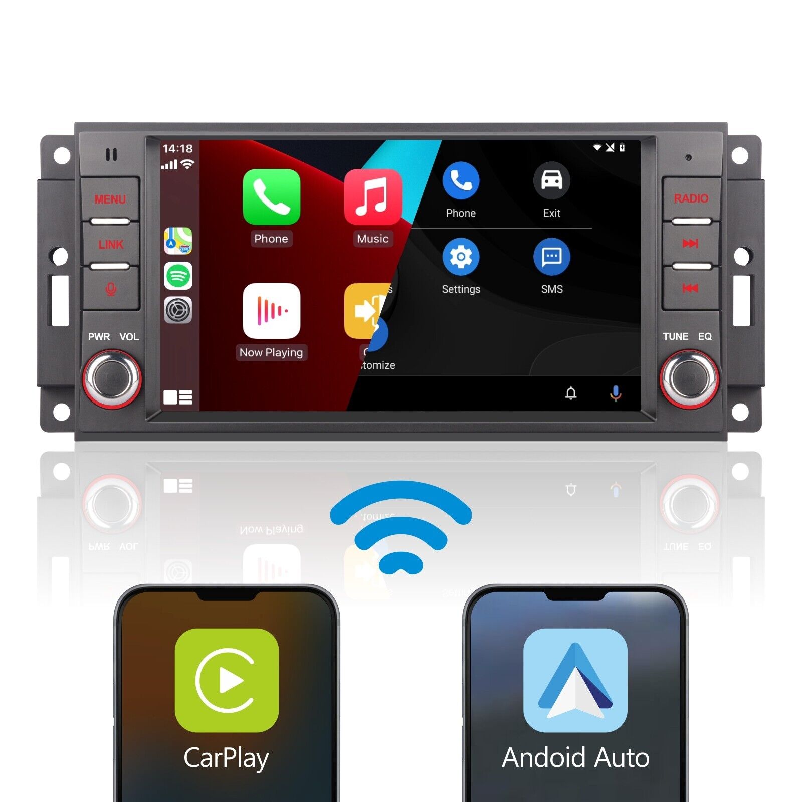 Car Stereo for Jeep Wrangler Cherokee Dodge CarPlay Android Auto High power BT
