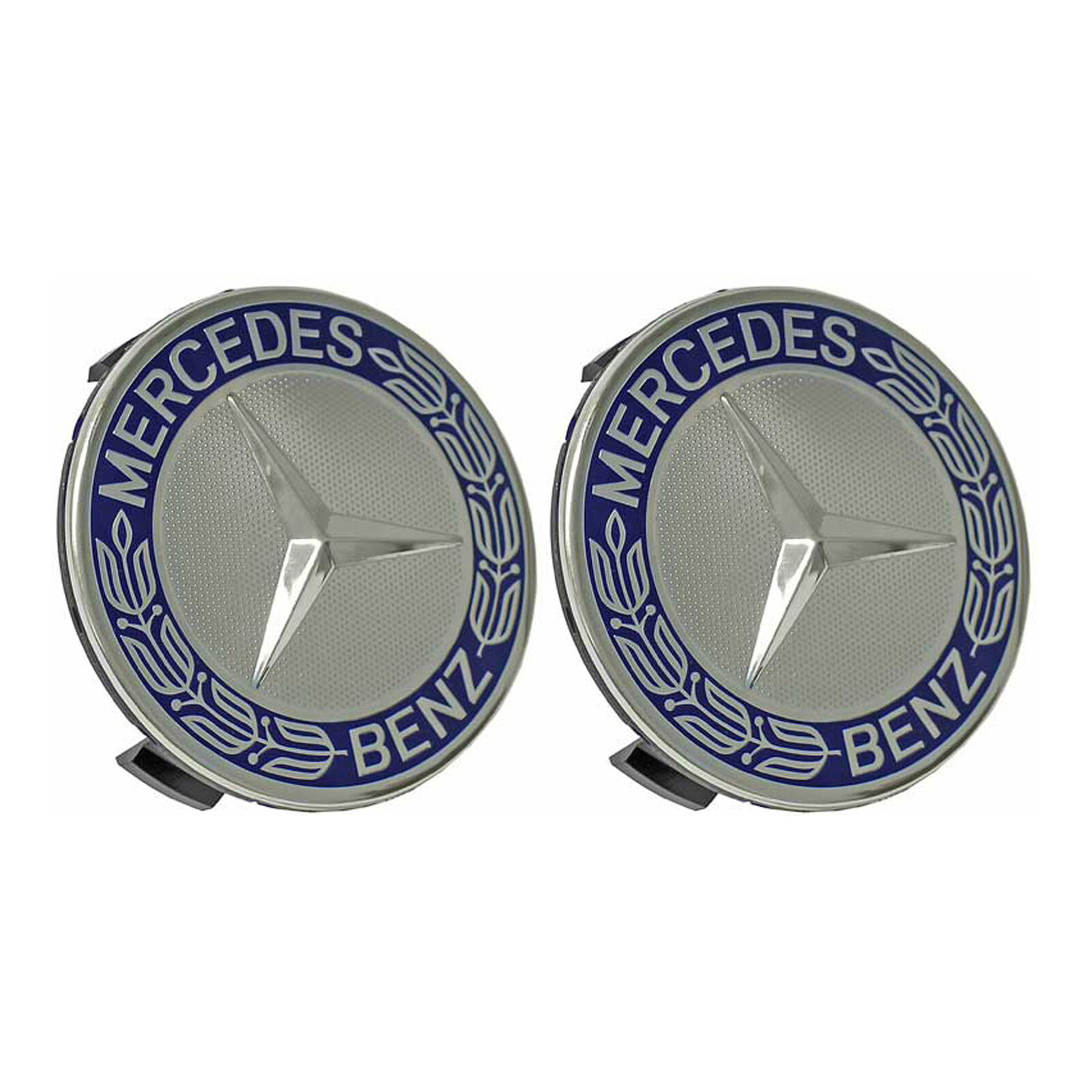 Alloy Wheel Hub Caps Emblem Royal Blue 2PCS Set For Mercedes Benz OEM 1714000125