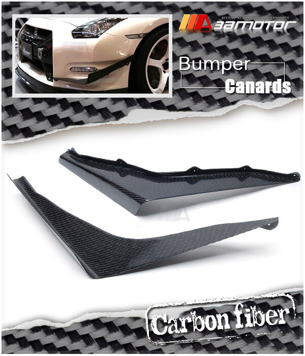 Carbon Fiber Front Bumper K Style Side Canards fits 2012-16 Nissan GT-R R35 DBA