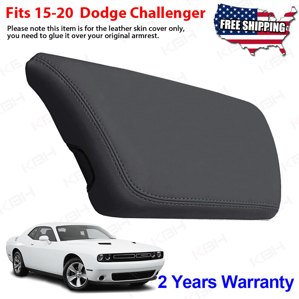 Fits 2015 2016 2017-2020 Dodge Challenger Console Lid Armrest Vinyl Cover Black