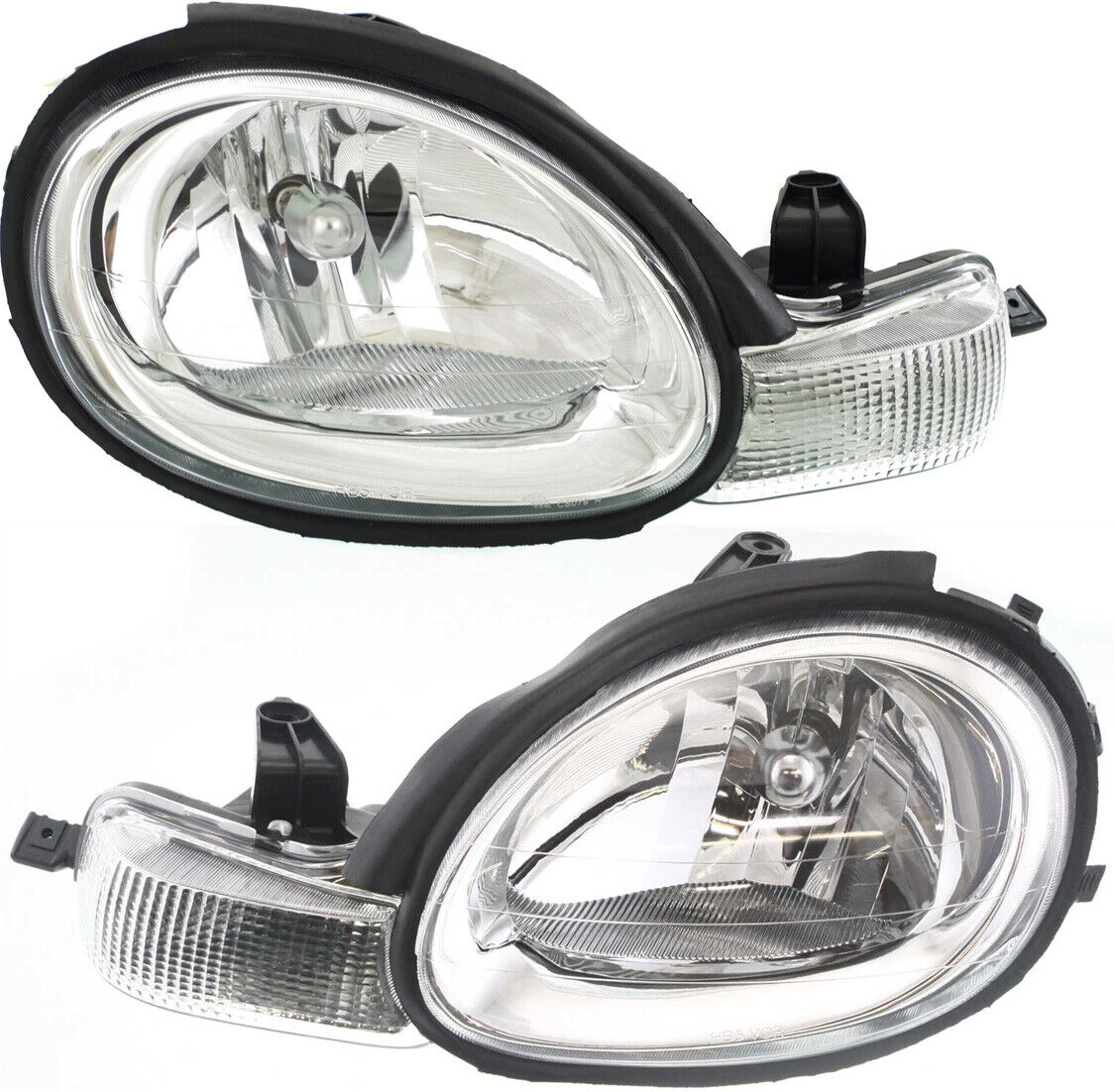 Headlight Set For 2000-02 Dodge Chrysler Neon Left and Right Chrome Interior 2Pc