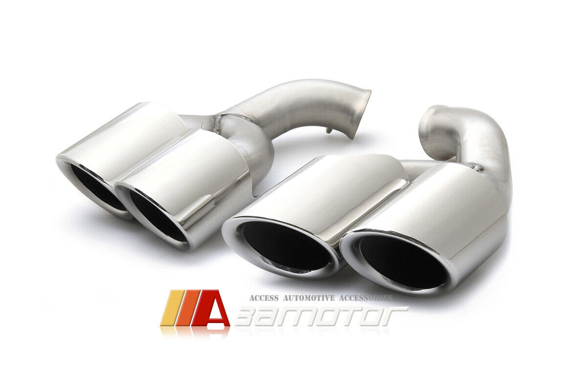 Quad Muffler Rear Exhaust Tail Pipes Stainless fits 15-17 Porsche Cayenne V6 V8