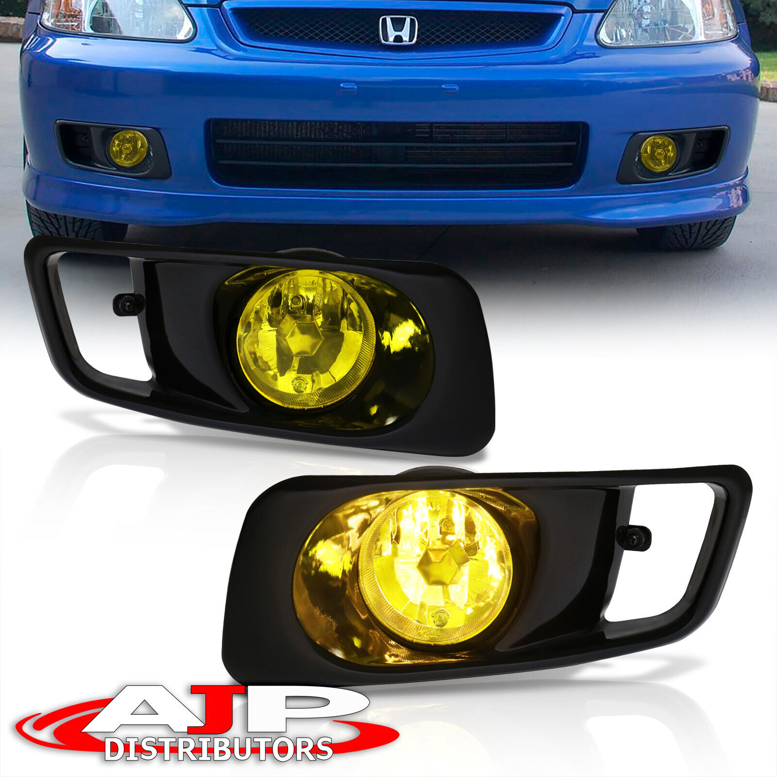 Amber Driving Bumper Fog Lights Lamps + Wiring Switch For 1999-2000 Honda Civic