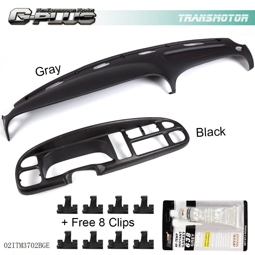 Fit For 98-02 Dodge Ram Pickup ABS Dash Bezel & Dashboard Cover Overlay W/clips