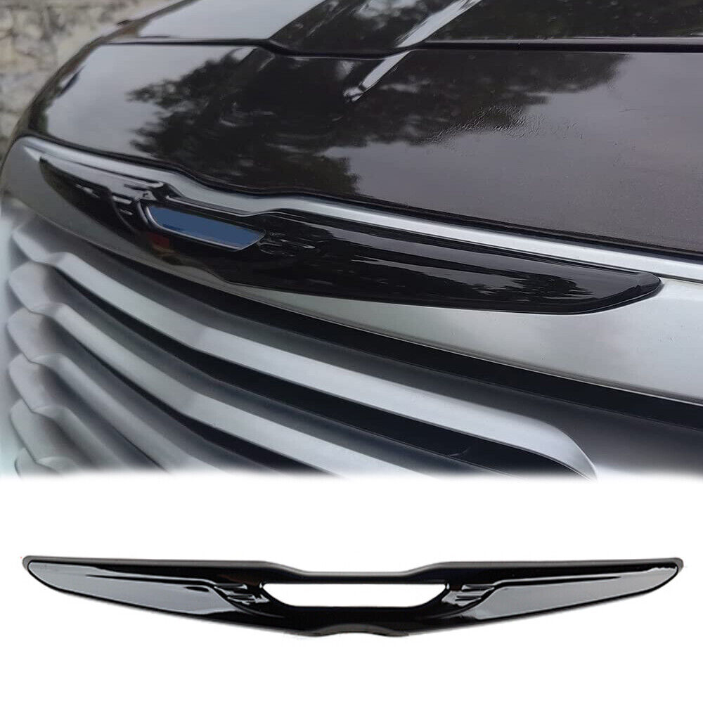 Glossy Black Front Bumper Center Grille Emblem Cover Trim For Chrysler 300 2015+