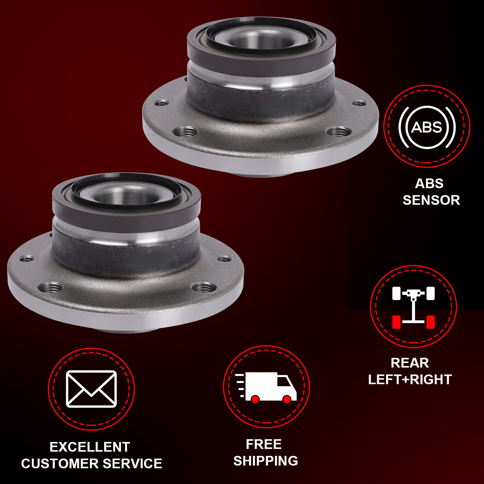 2x Rear Wheel Bearings Hub Assembly For Fiat 500 1.4L 2012 2013 2014-2019 W/ABS