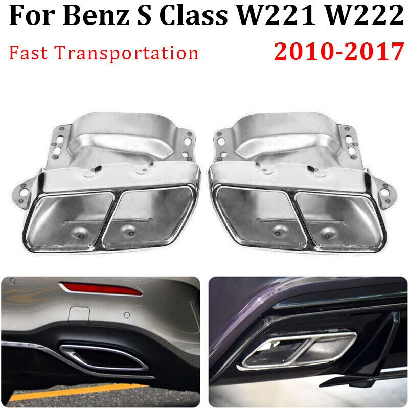 2pcs For Mercedes Benz S Class W222 W221 S63 AMG Car Rear Bumper Exhaust Tip FGF