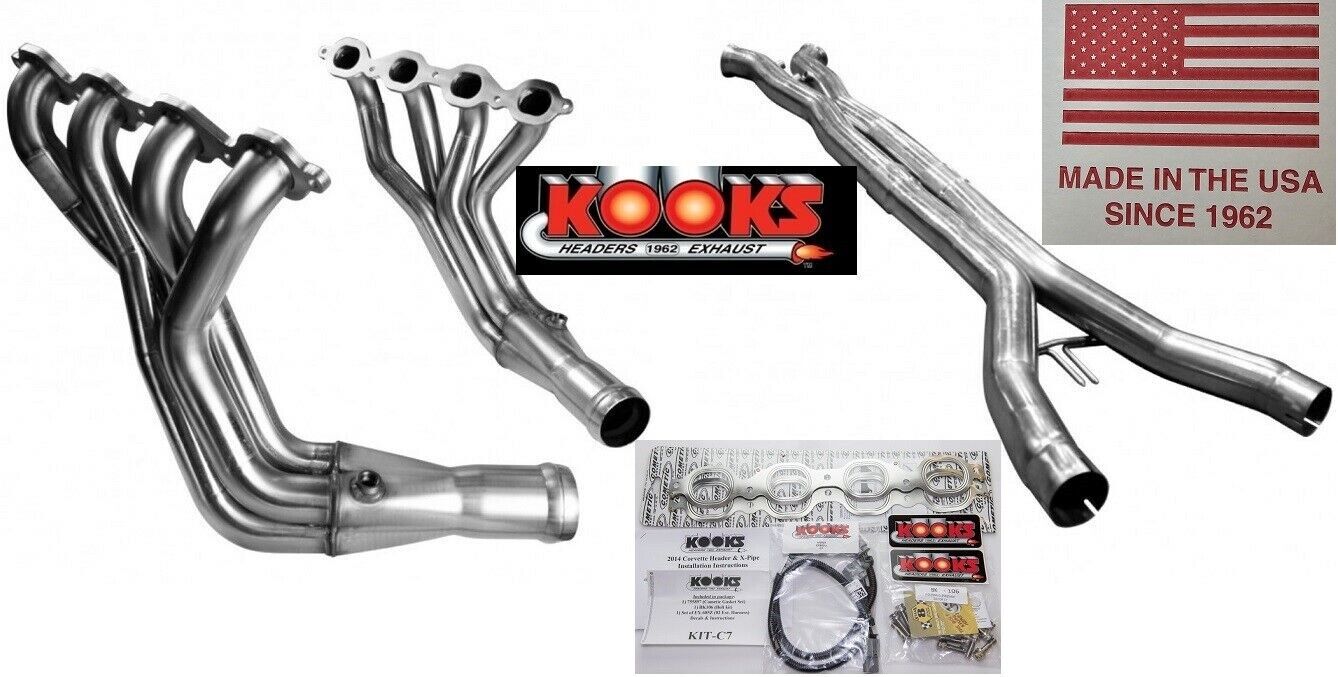 Kooks 2''x3'' stainless steel long tube  headers , O/R X-pipe kit 2014-19 C7